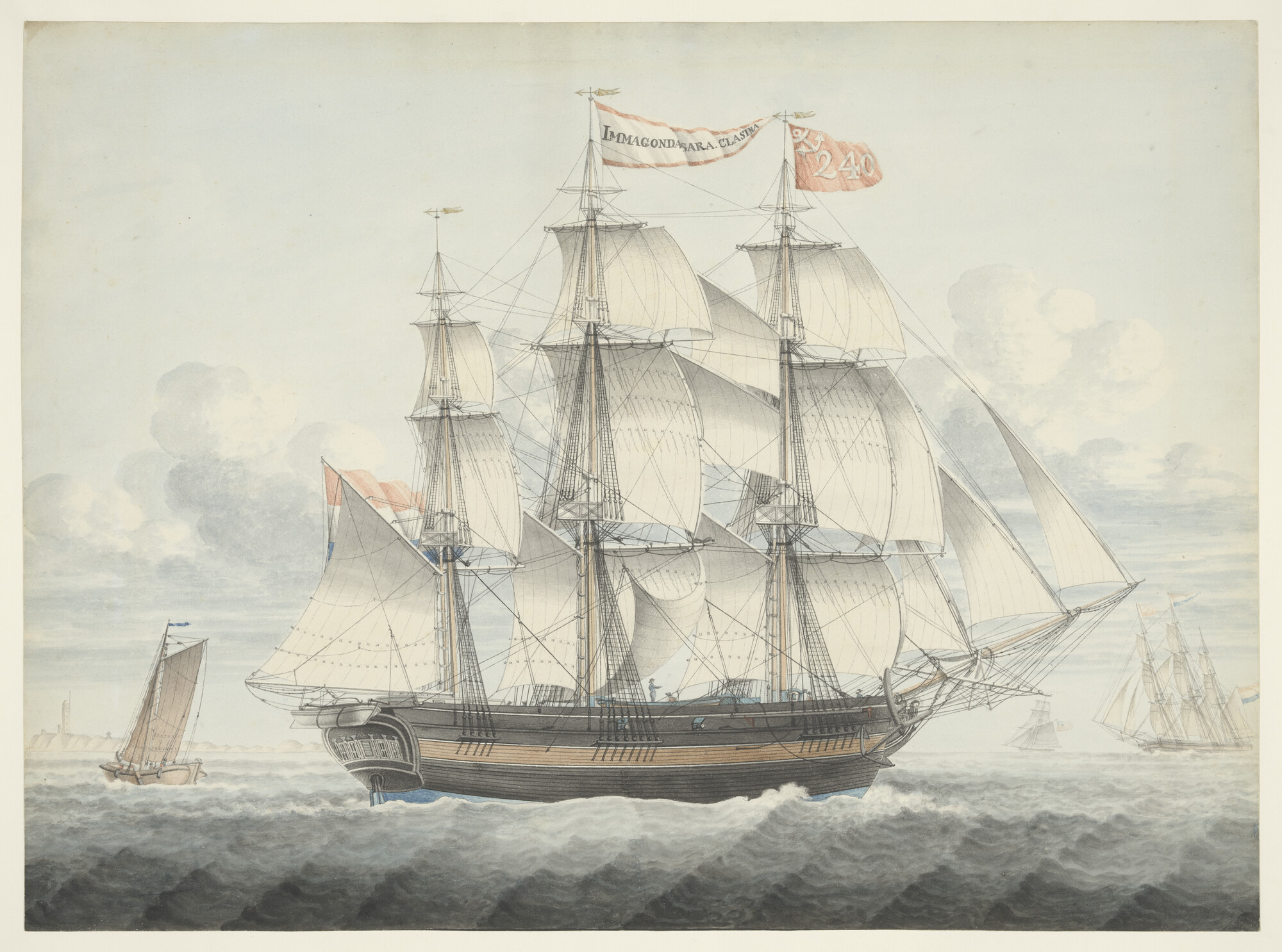 S.1143; Het fregatschip 'Immagonda Sara Clasina'; tekening