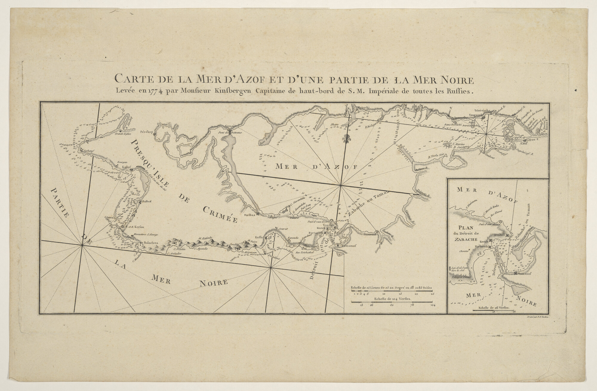 A.0145(211)158; Zeekaart CARTE DE LA MER D'AZOF ET D'UNE PARTIE DE LA MER NOIRE; zeekaart