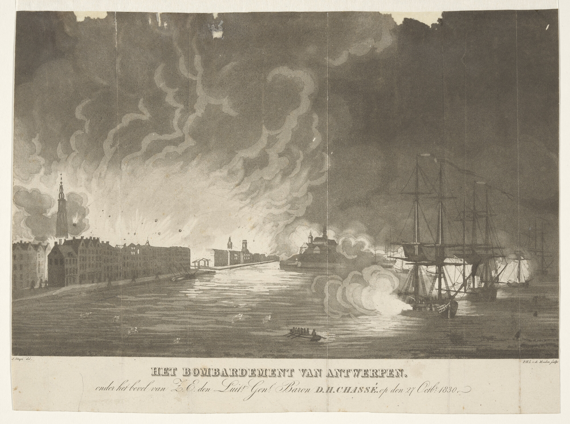 A.0356(52)04; Het bombardement van Antwerpen; prent