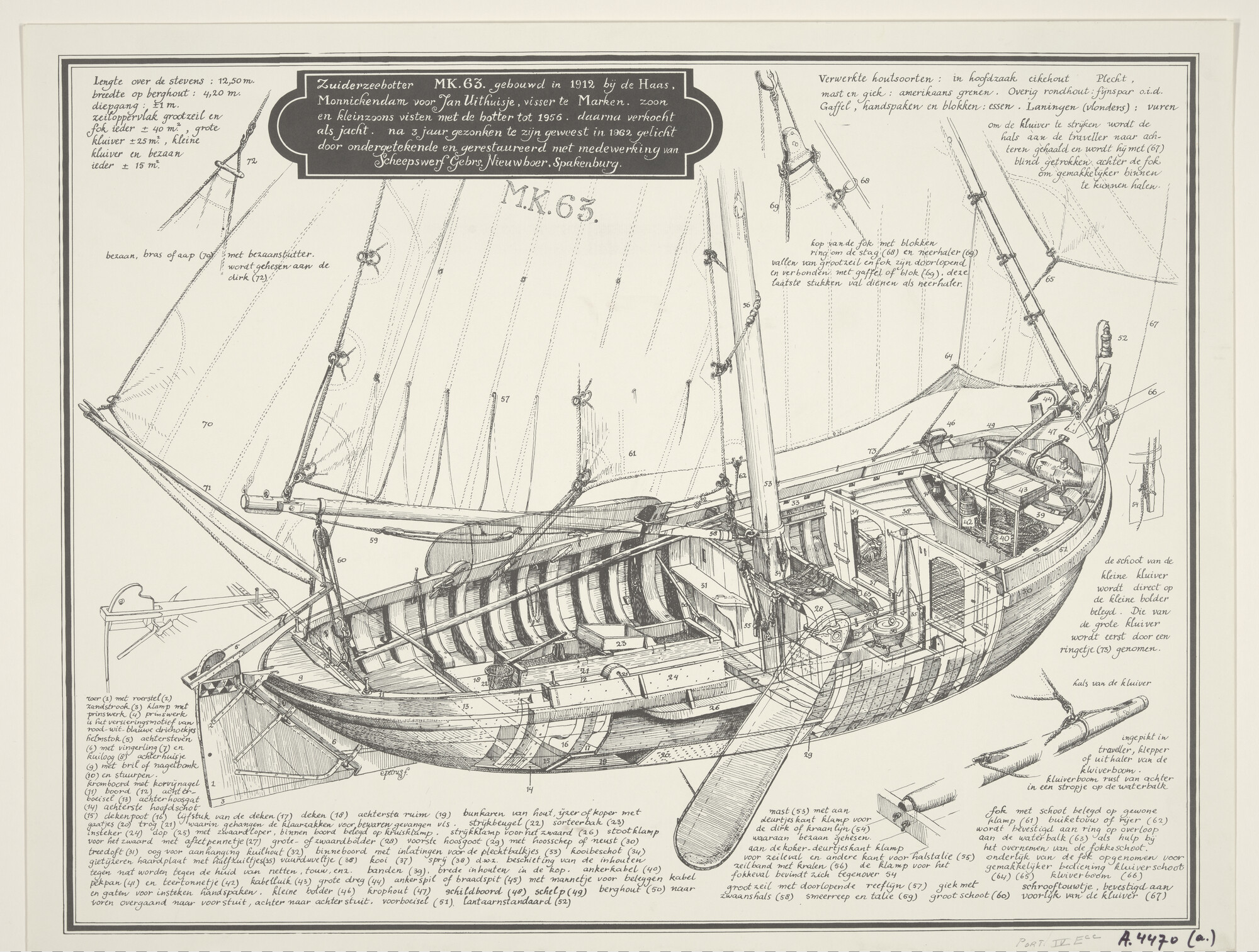 A.4470(a); De Zuiderzeebotter MK 63; prent