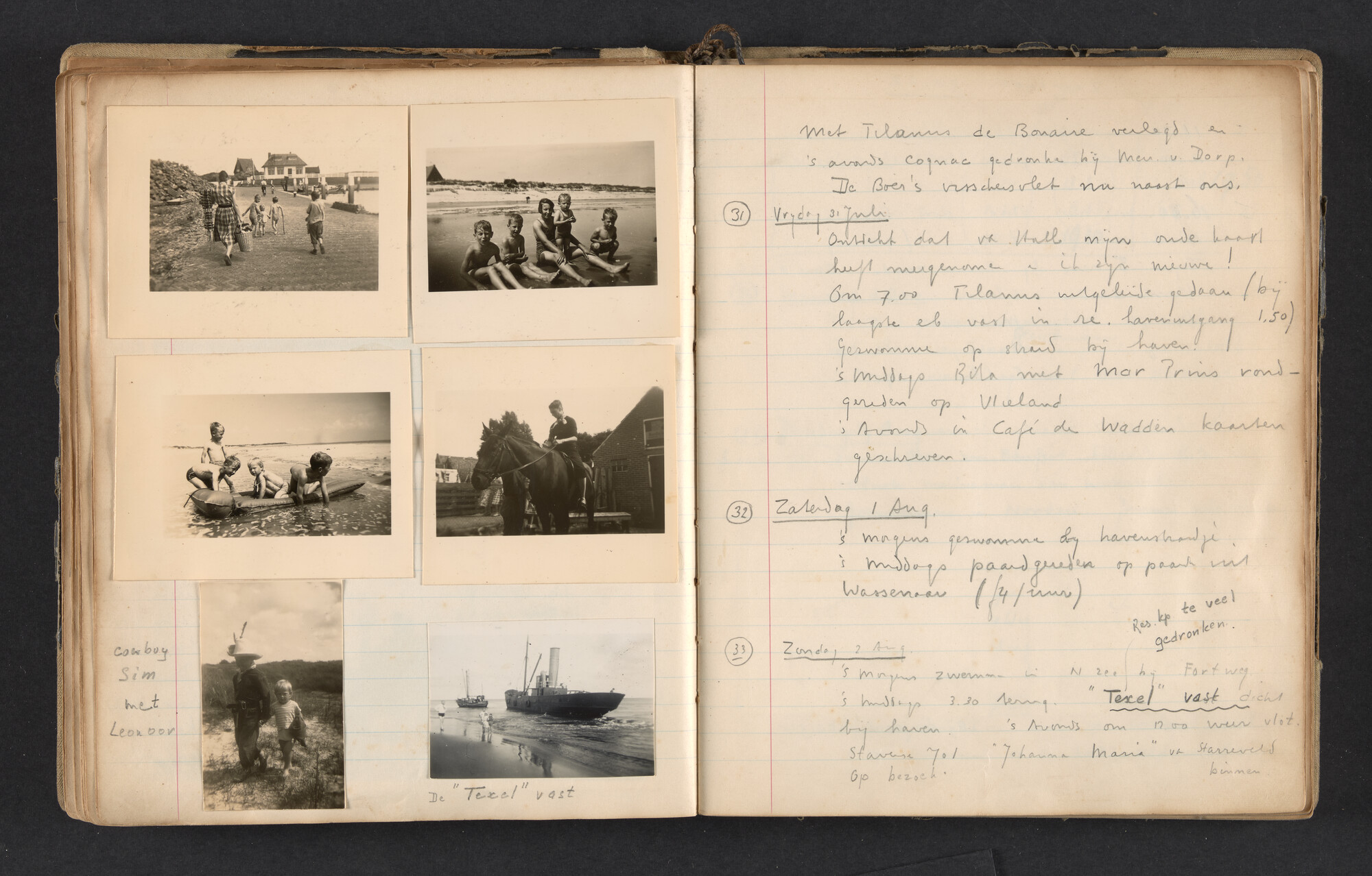 2017.0791; Logboek c.q. fotoalbum van reizen met zeeschouw Grutto in Nederland, 1952-1954; logboek