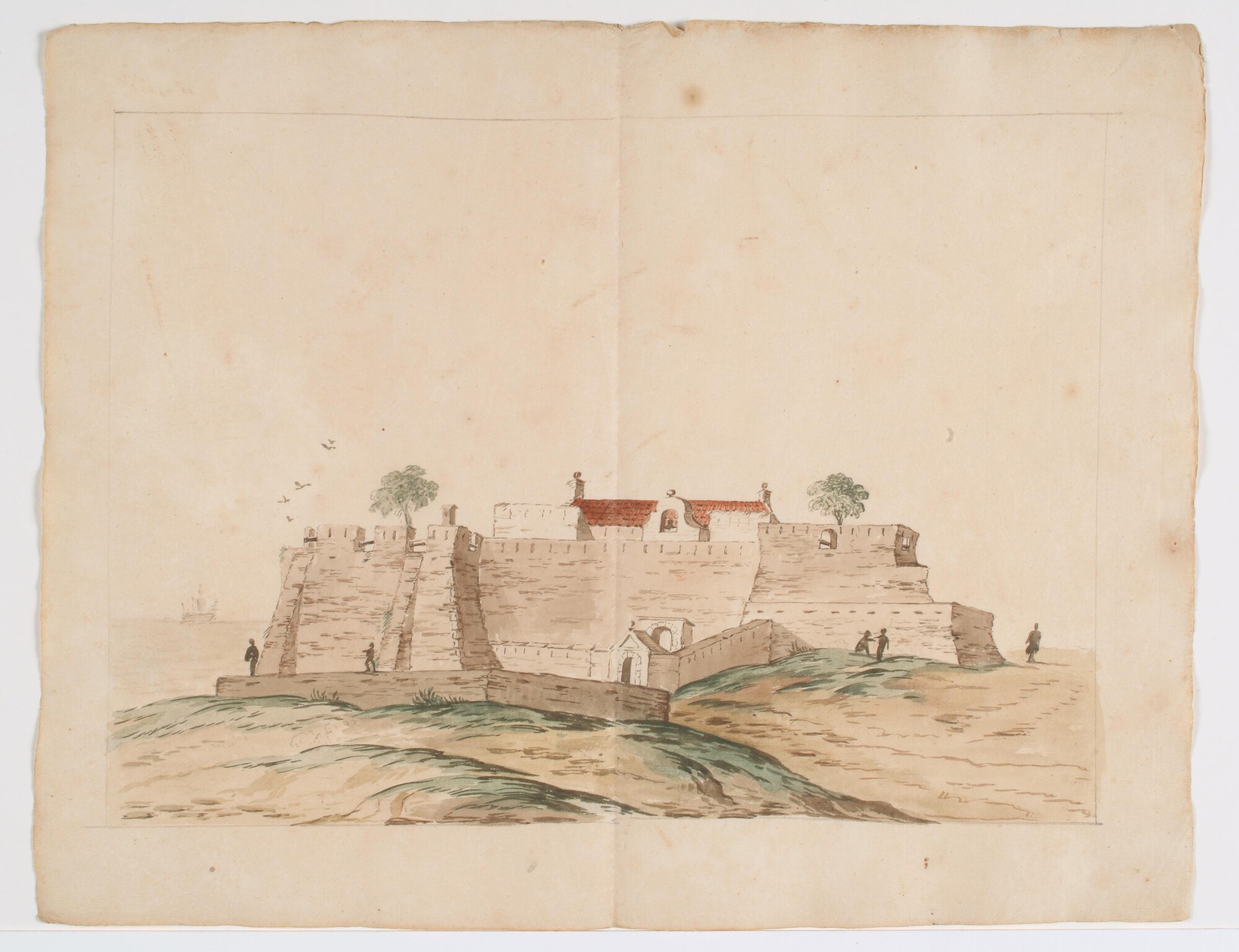2004.5204; Fort Axim aan de kust van West-Afrika; tekening