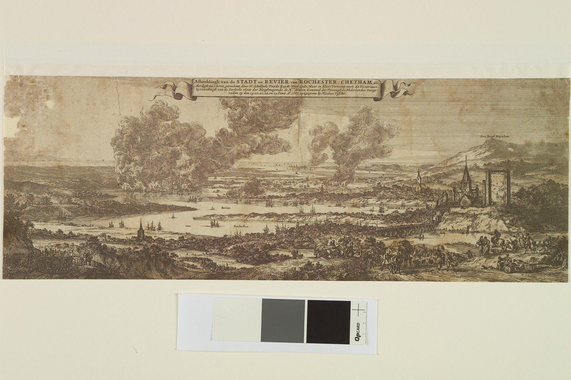 S.1282(02); De stad en rivier van Rochester en Chattam enz; prent