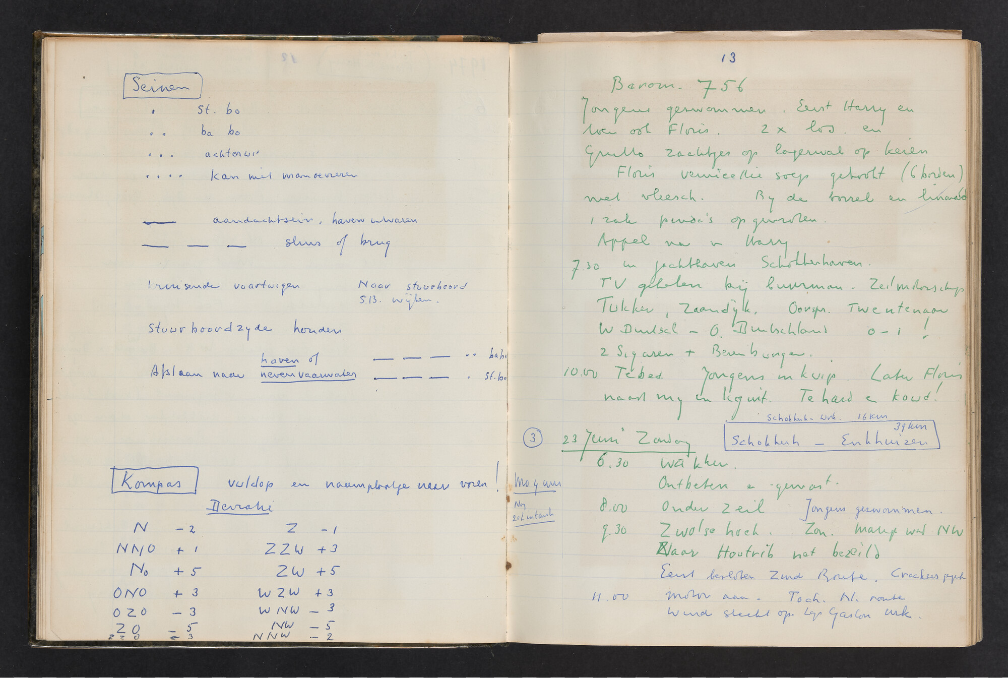 2017.0802; Logboek c.q. fotoalbum van reizen met zeeschouw Grutto (II) in Nederland, Duitsland en Denemarken, 1973-1974; logboek