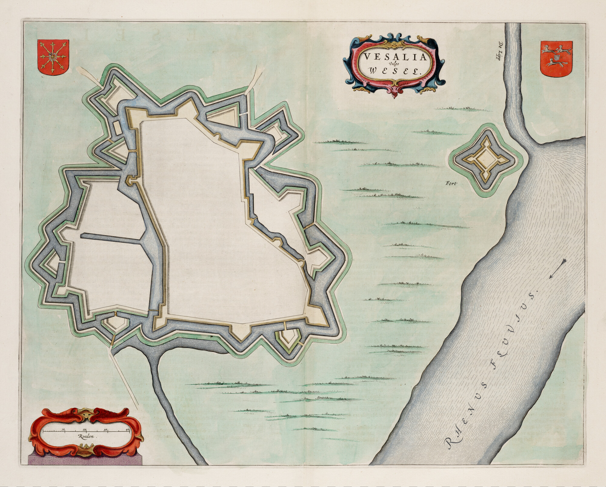 S.1034(15) [kaart 124]; Plattegrond van de versterkingen van Wesel; landkaart
