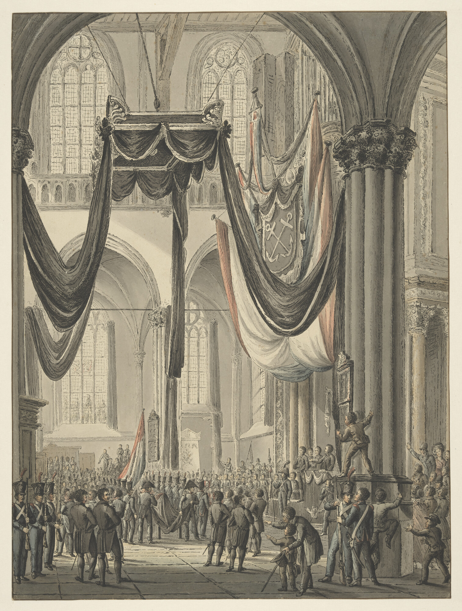 A.2063(13); Begrafenis van J.C.J. van Speyk in de Nieuwe Kerk te Amsterdam, 4 mei 1832; prent