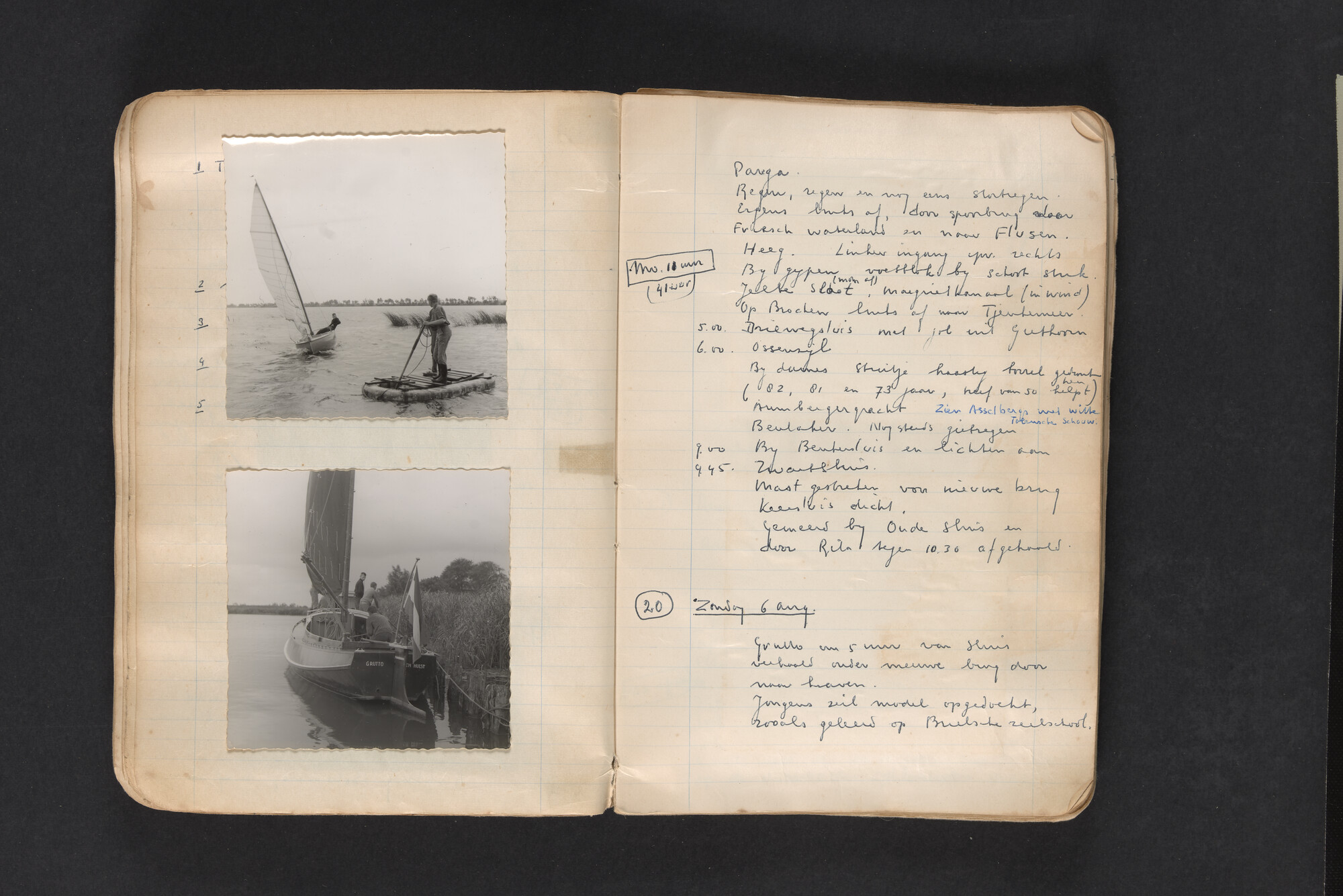 2017.0794; Logboek c.q. fotoalbum van reizen met zeeschouw Grutto in Nederland, 1961-1962; logboek