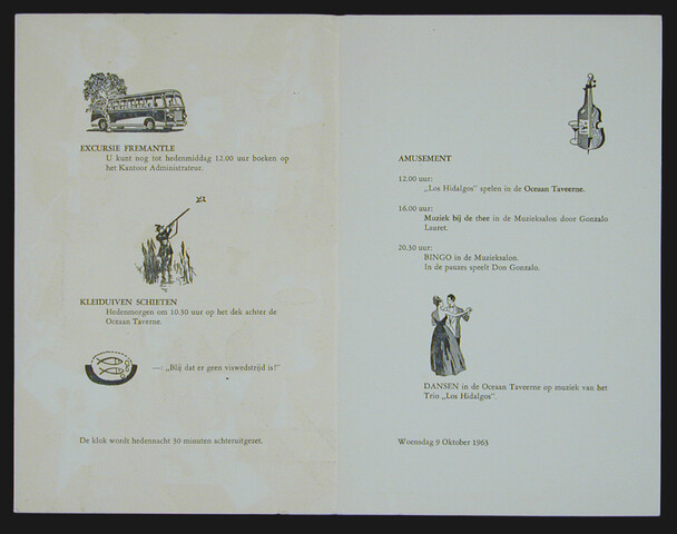 1998.1866; Programma voor activiteiten aan boord; menukaart