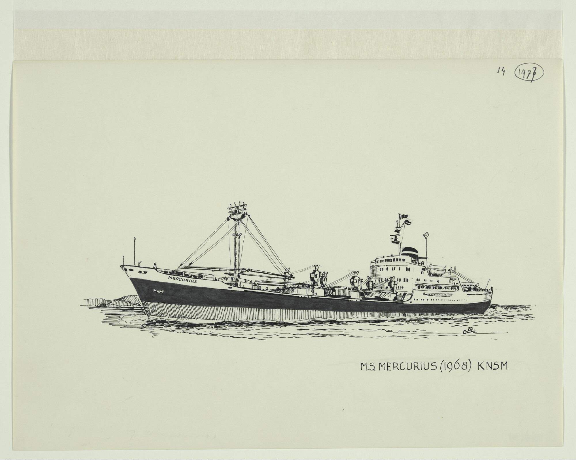 S.5306(10); Vignet bij een artikel in het Maritiem Journaal, jaargang 1978; tekening