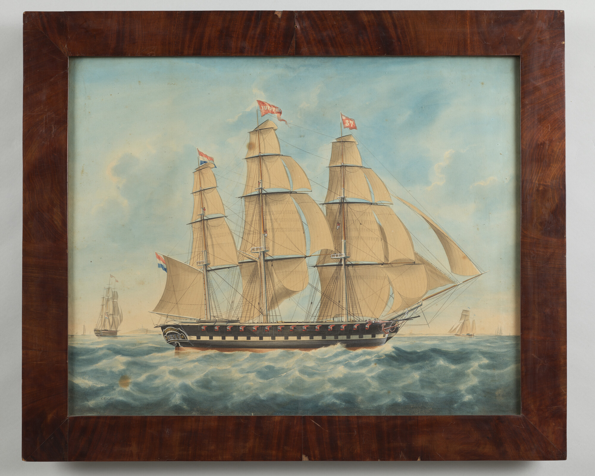 S.3464(03); Het fregatschip Jupiter; tekening