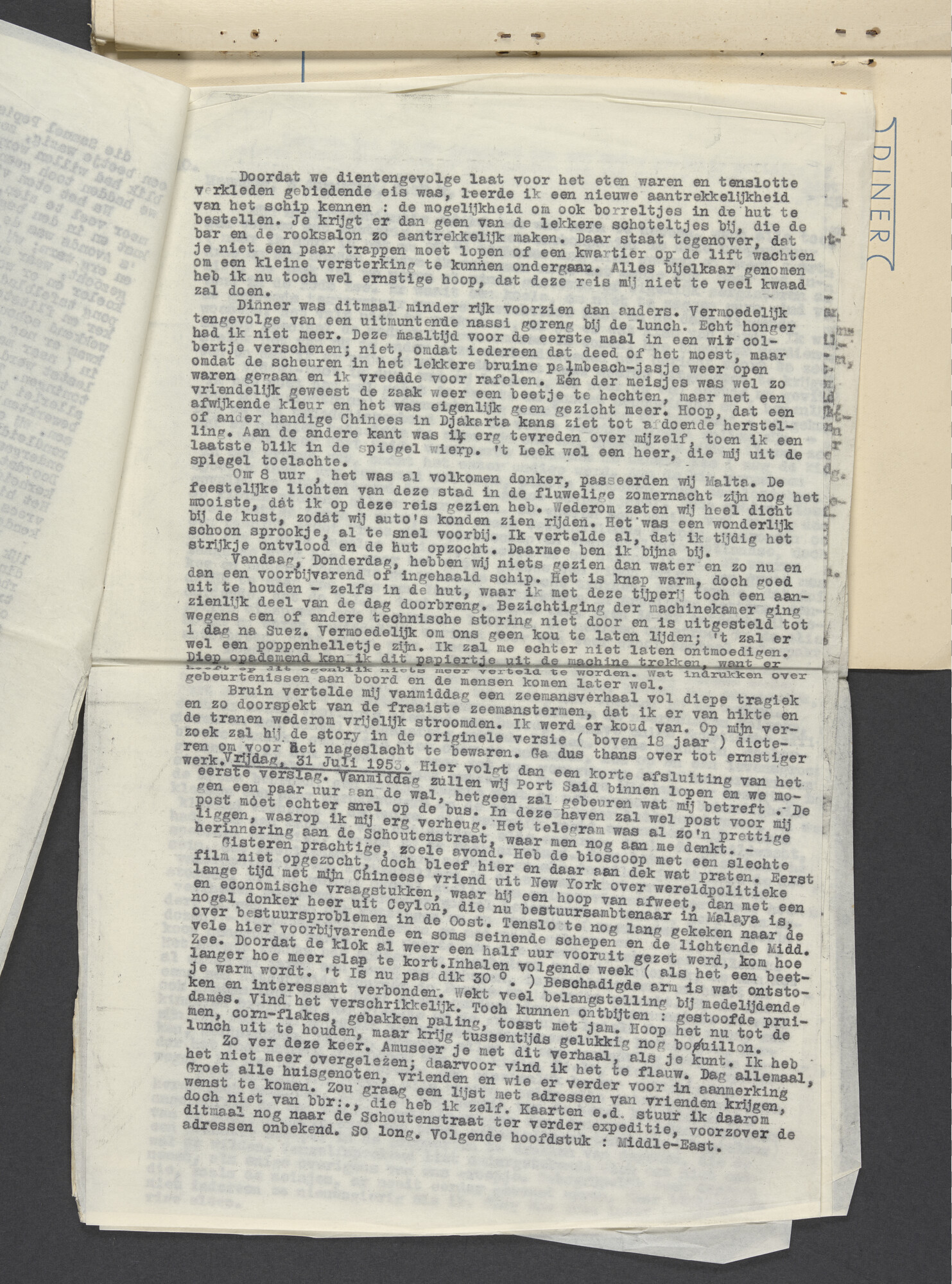 2023.0583; Fotoalbum met reisverslag van Kurt Lewin van een reis met ms. Oranje in juli-augustus 1953; fotoalbum