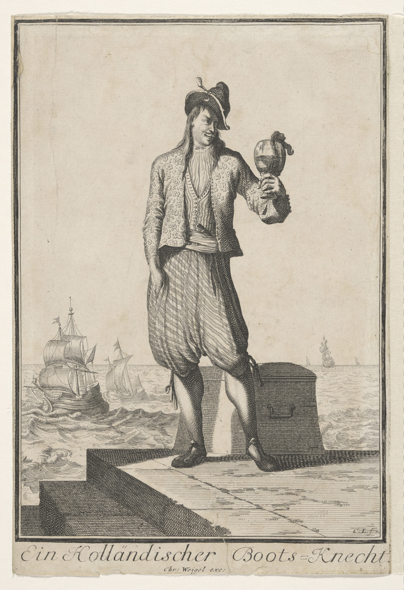 1989.0313; Prent, een bootsknecht; prent