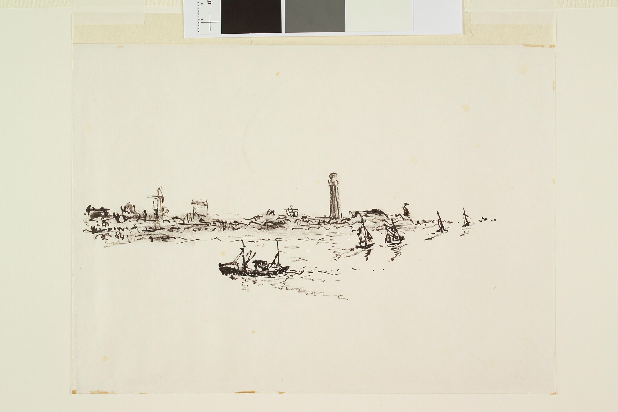 A.5630; Schets van trawlers in het Marsdiep; tekening