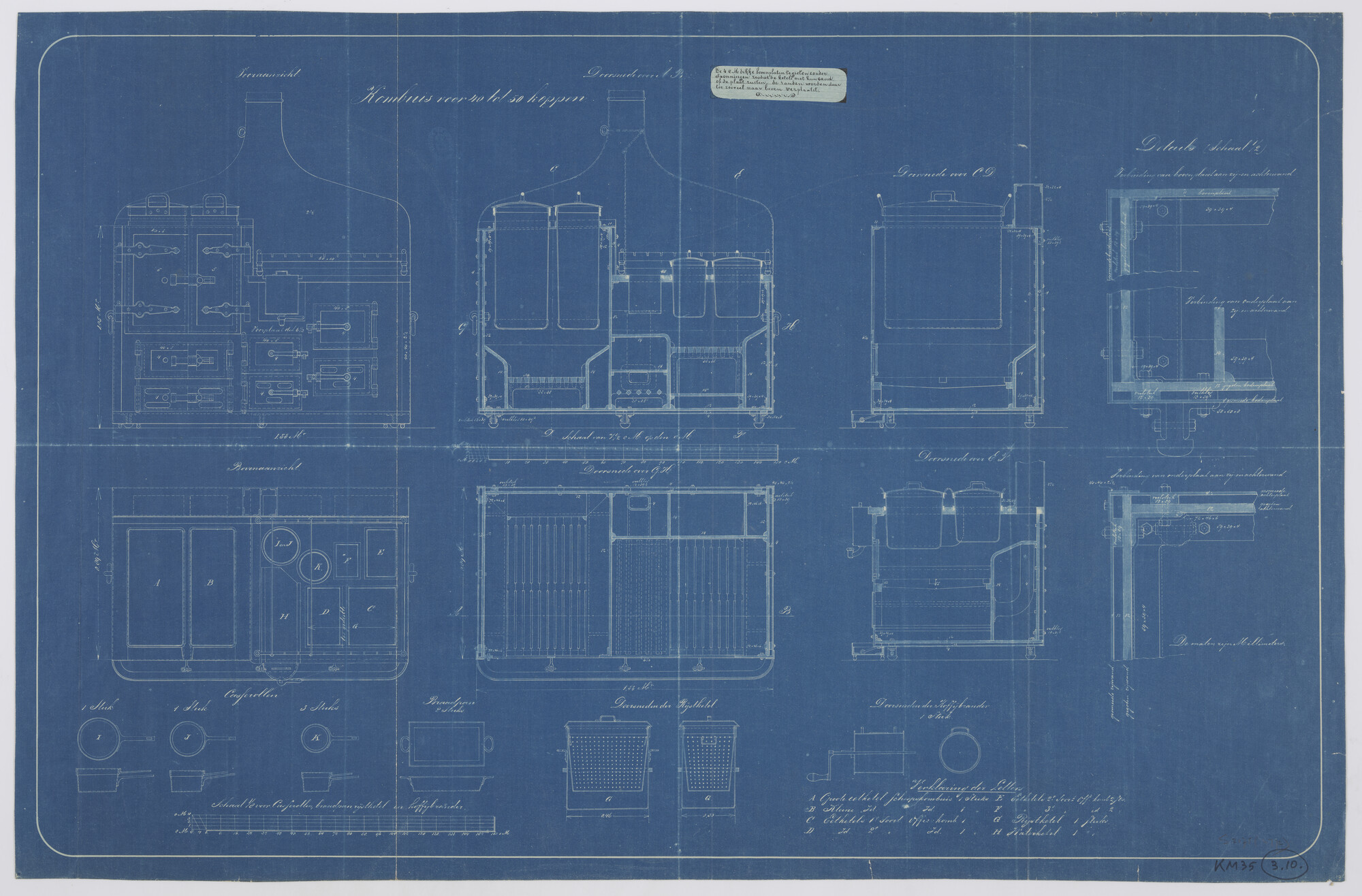 S.2175(4772); Kombuis voor een bemanning van 40 tot 50 koppen; technische tekening