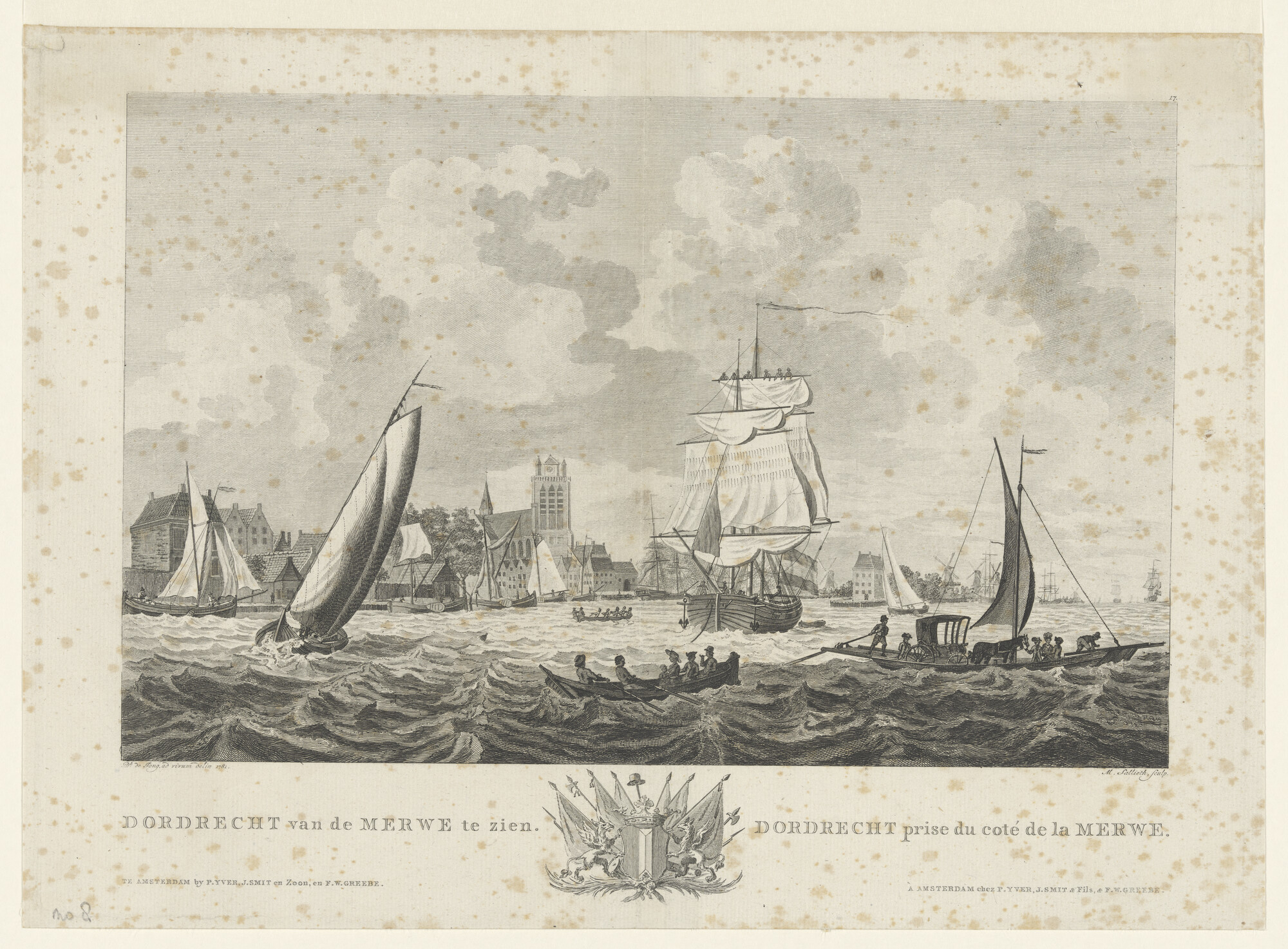A.0149(0719); Dordrecht van de Merwe te zien; prent