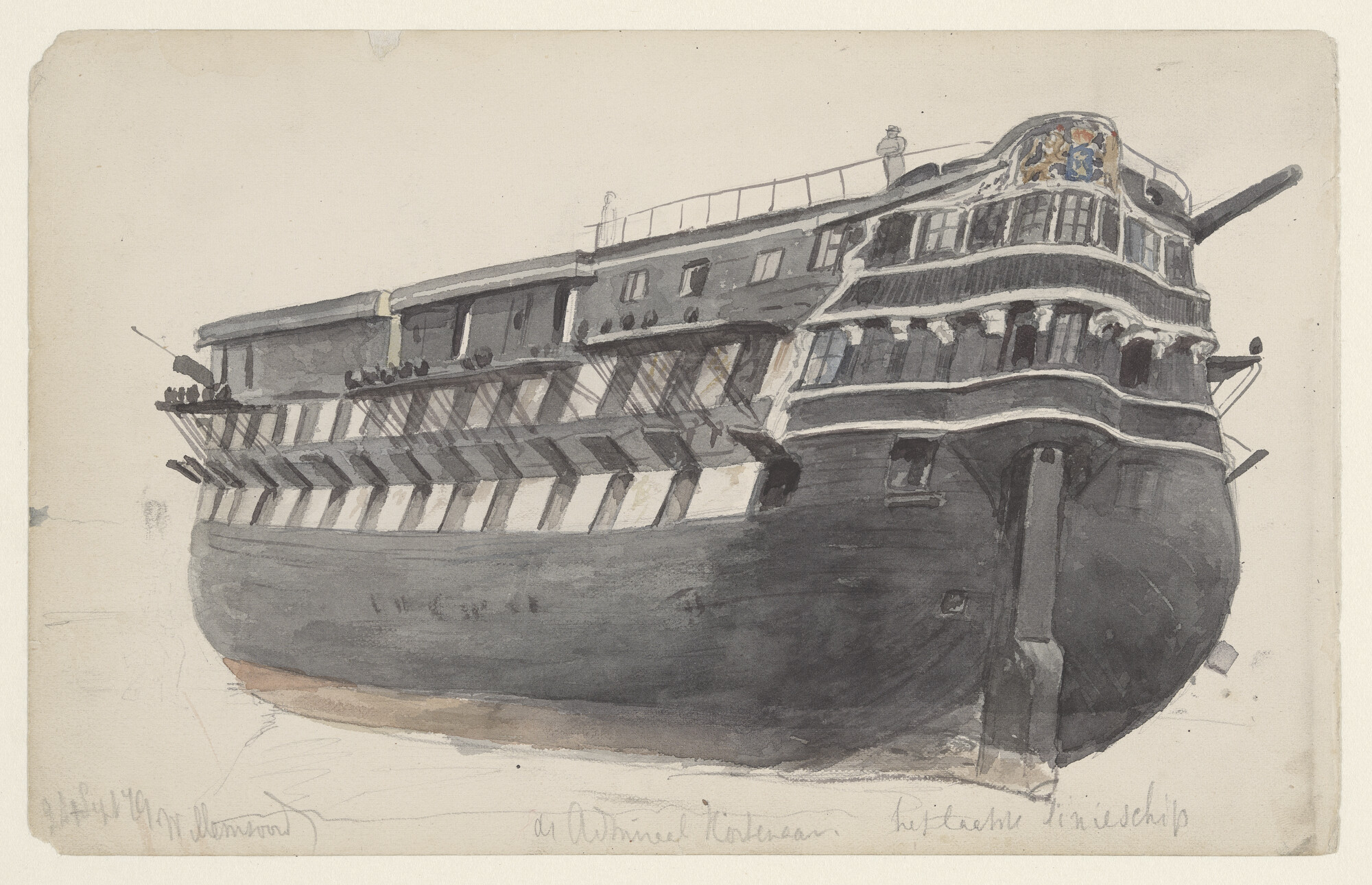 S.2336(04); Het linieschip Zr.Ms. 'Admiraal Kortenaer' te Willemsoord; tekening