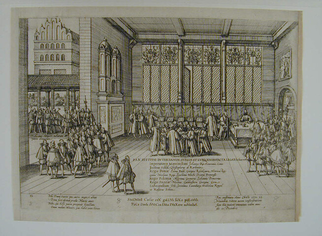 A.0145(027)379; Vrede te Stettin tussen de Denen, Zweden en die van Lübeck, 28 november 1570; prent