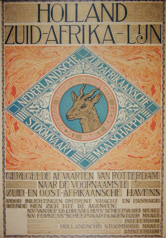 S.5769(01); 'Holland Zuid Afrika Lijn', Nederlandsche Zuid-Afrikaanse Stoomvaart Maatschappij, omstreeks 1920; affiche