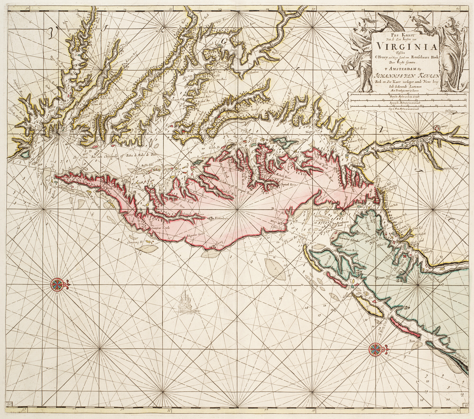 B.0032(109)4 [kaart 052]; Kaart van een gedeelte van de kust van Virginia; landkaart