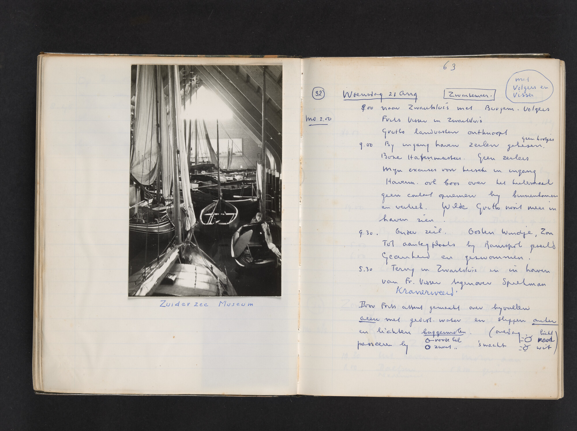 2017.0802; Logboek c.q. fotoalbum van reizen met zeeschouw Grutto (II) in Nederland, Duitsland en Denemarken, 1973-1974; logboek