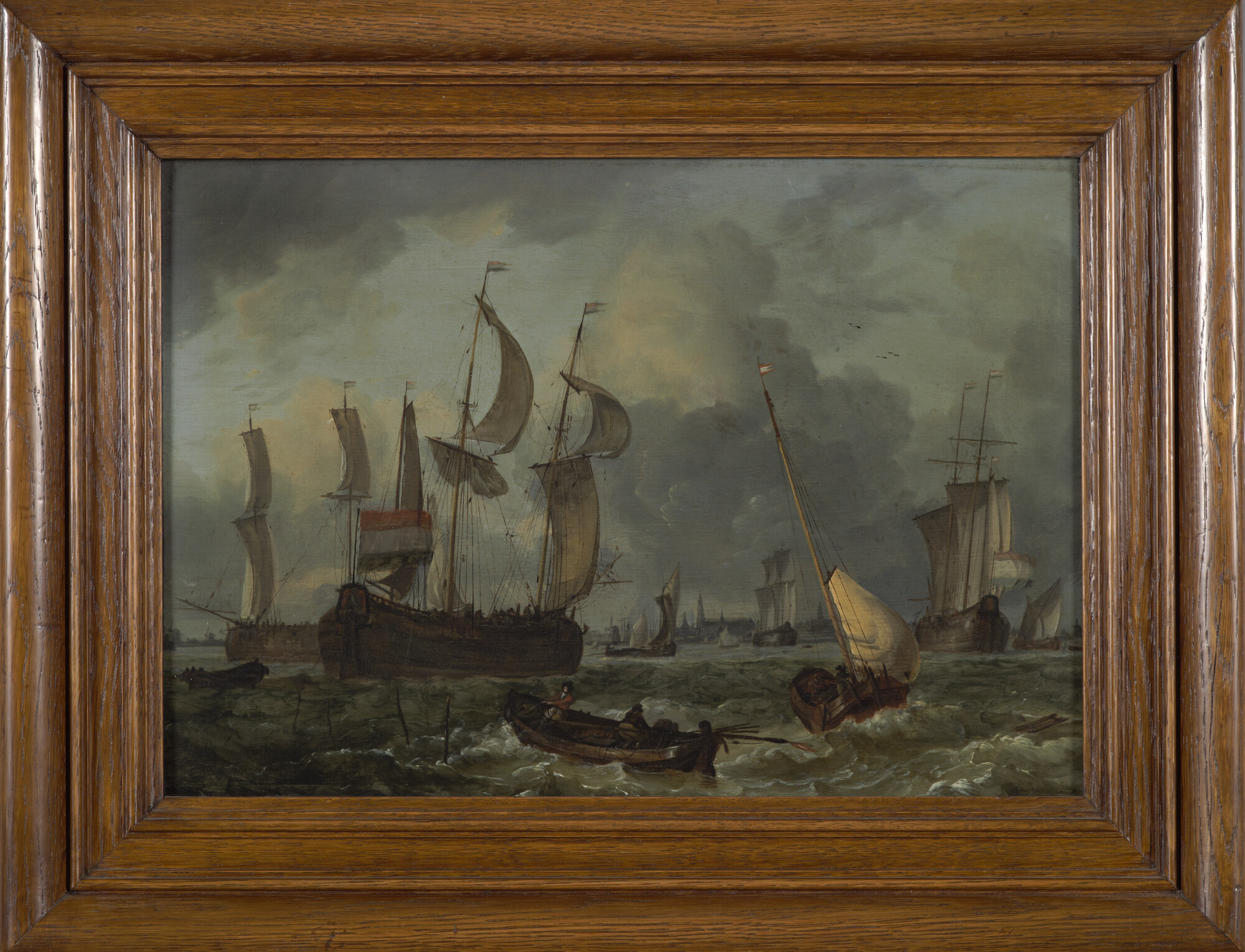 A.3076(01); Vier katschepen op de rede van Hoorn; schilderij
