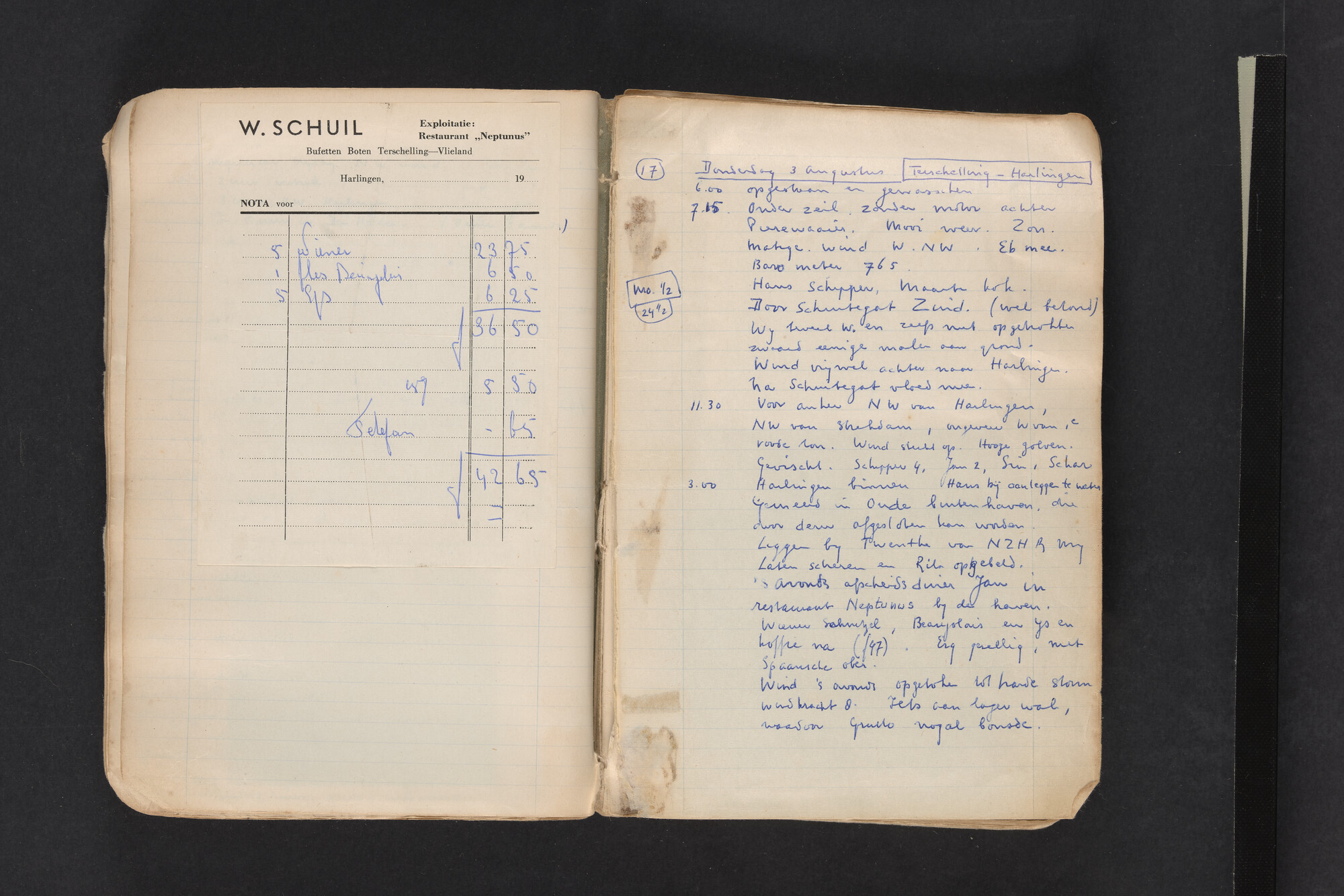 2017.0794; Logboek c.q. fotoalbum van reizen met zeeschouw Grutto in Nederland, 1961-1962; logboek