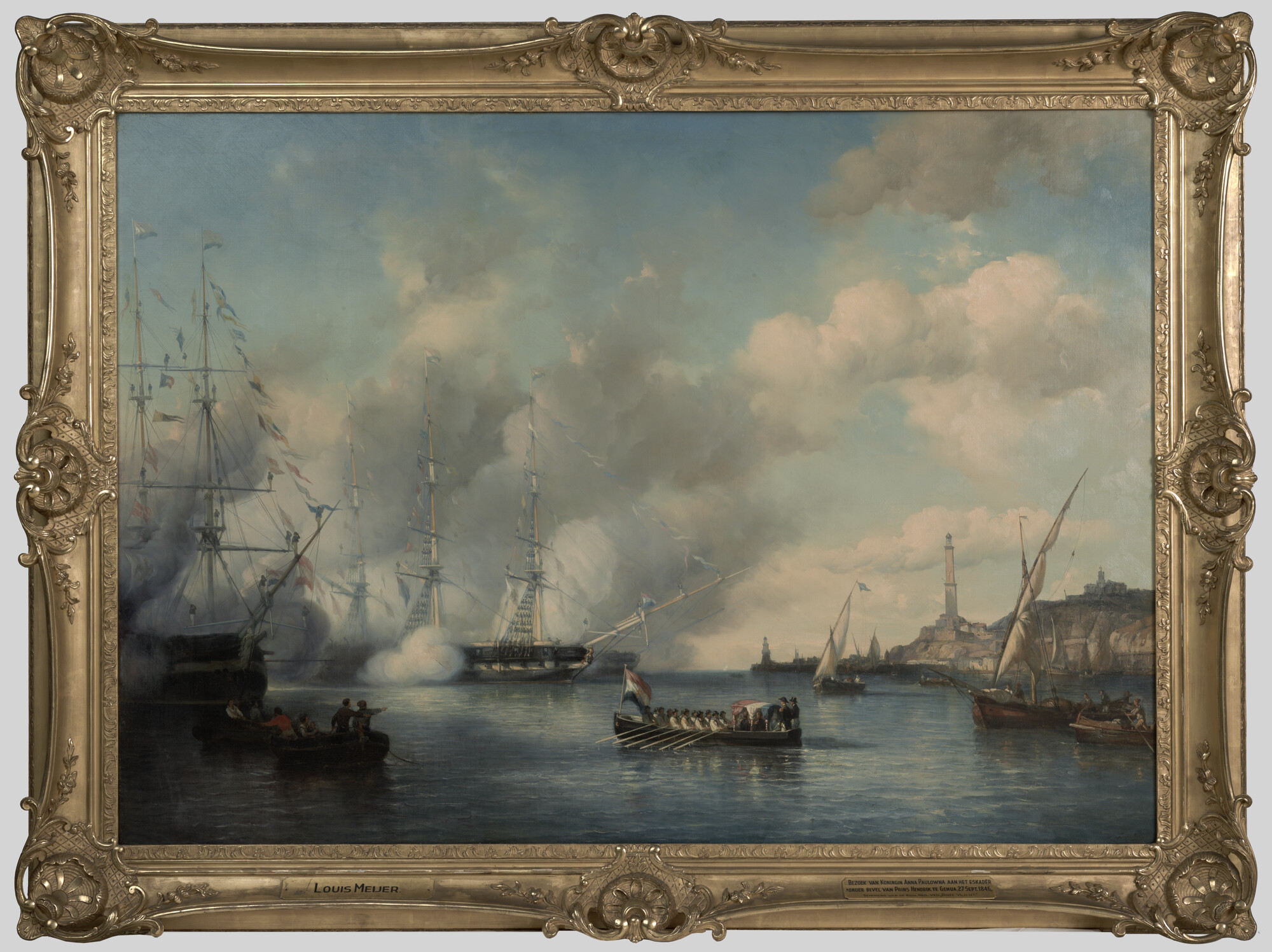 S.0984(04); Bezoek van koningin Anna Paulowna aan het eskader van prins Hendrik op de rede van Genua; schilderij