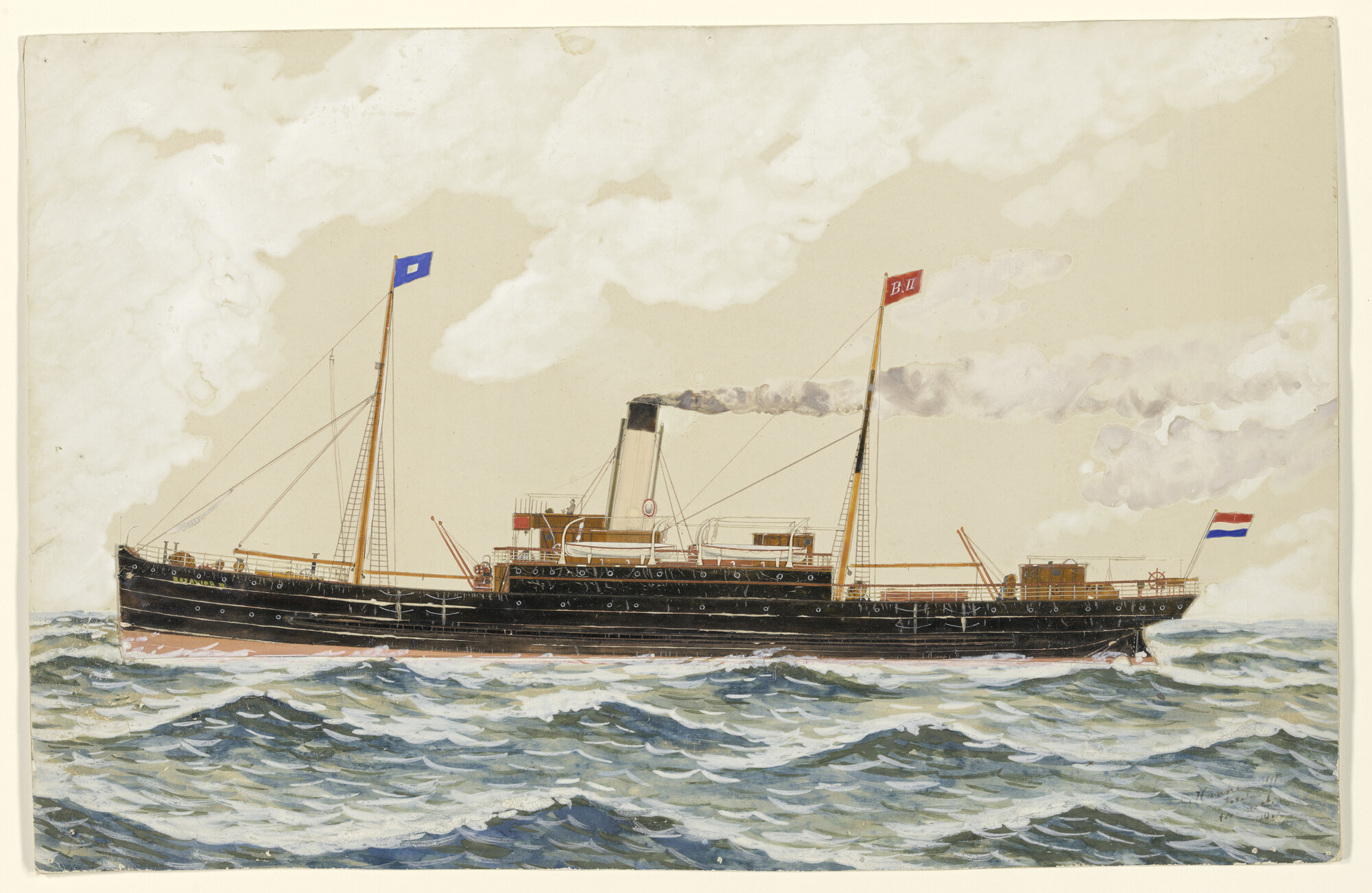 A.4903(01); Het schroefstoomschip 'Batavier' II; tekening