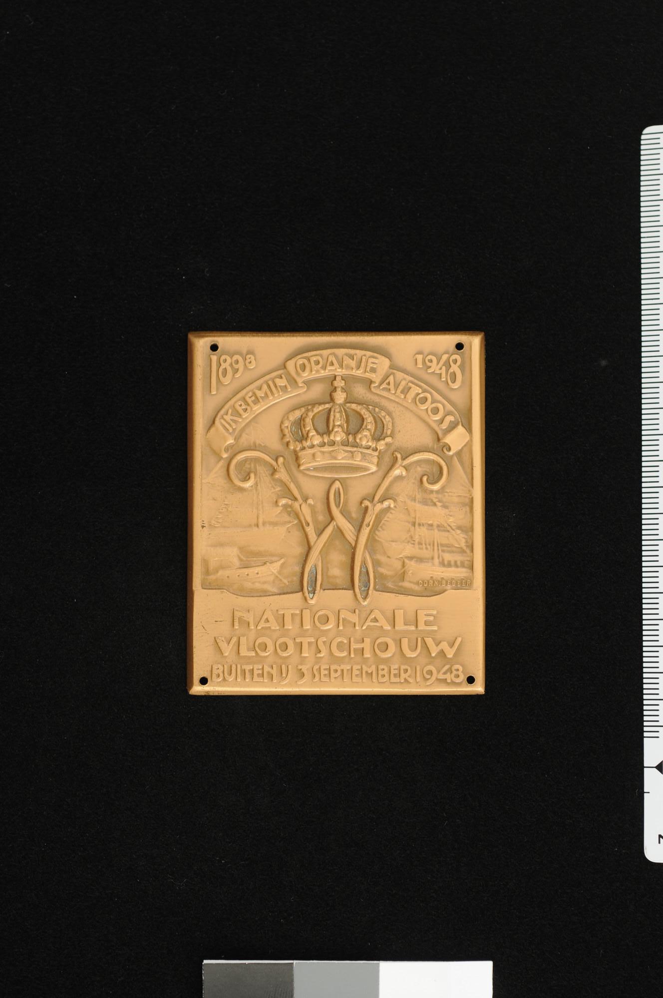 S.5064(108); Plaquette op het 50-jarig regeringsjubileum van koningin Wilhelmina, 1948; plaquette