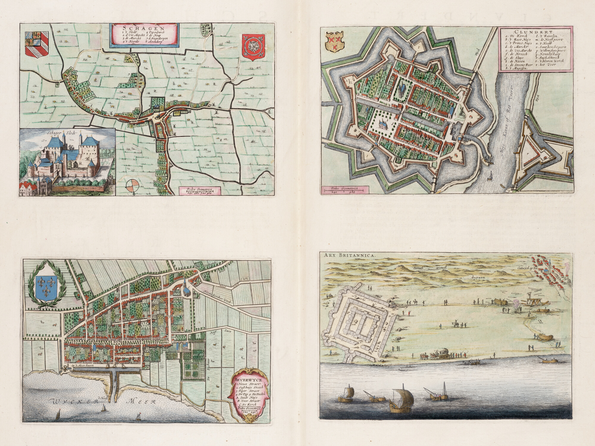 S.1034(15) [kaart 049]; Kaarten van Schagen, met als inzet het Slot van Schagen, Beverwijk, Klundert,; landkaart