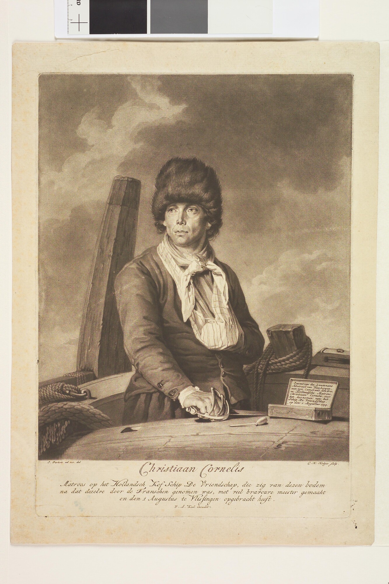 A.0145(179) [nr 0027]; Portret van Christiaan Cornelis met bontmuts ten halve lijve; prent