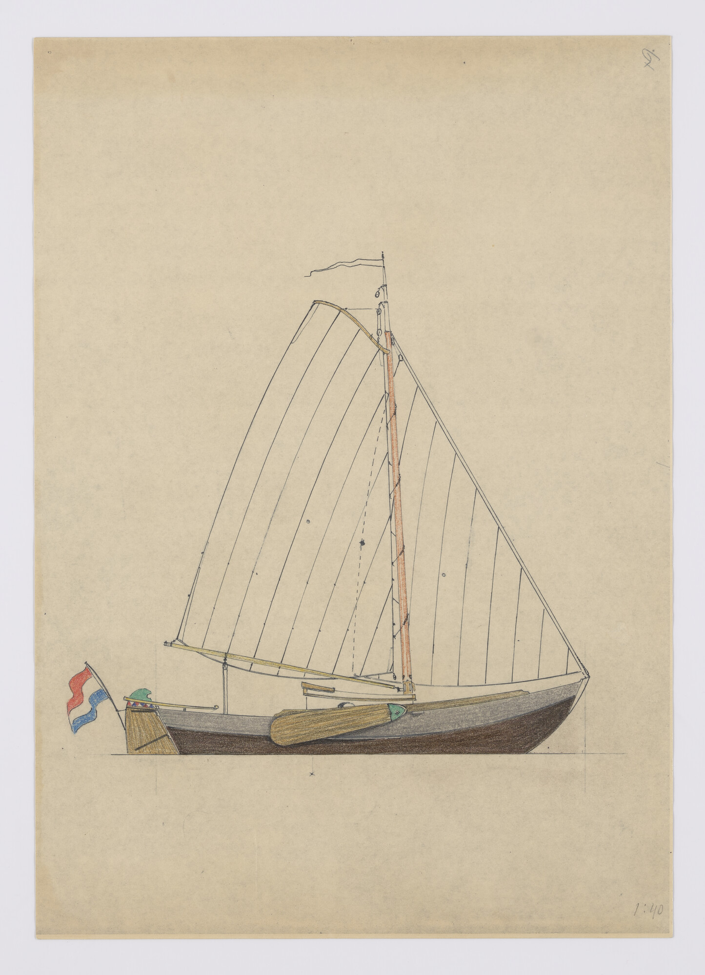 2012.0484; Algemeen plan van een zeeschouw van 8.00 m; technische tekening