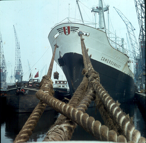 S.9100(1975); Dia van het vrachtschip ms. 'Camerounkust' van de SMN; diapositief