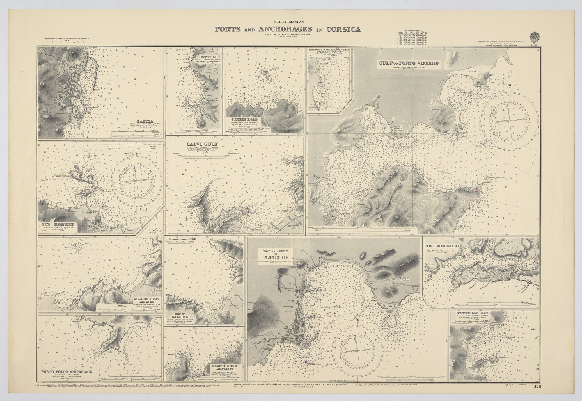 2016.2768; Zeekaart van havens en ankerplaatsen op Corsica; kaart