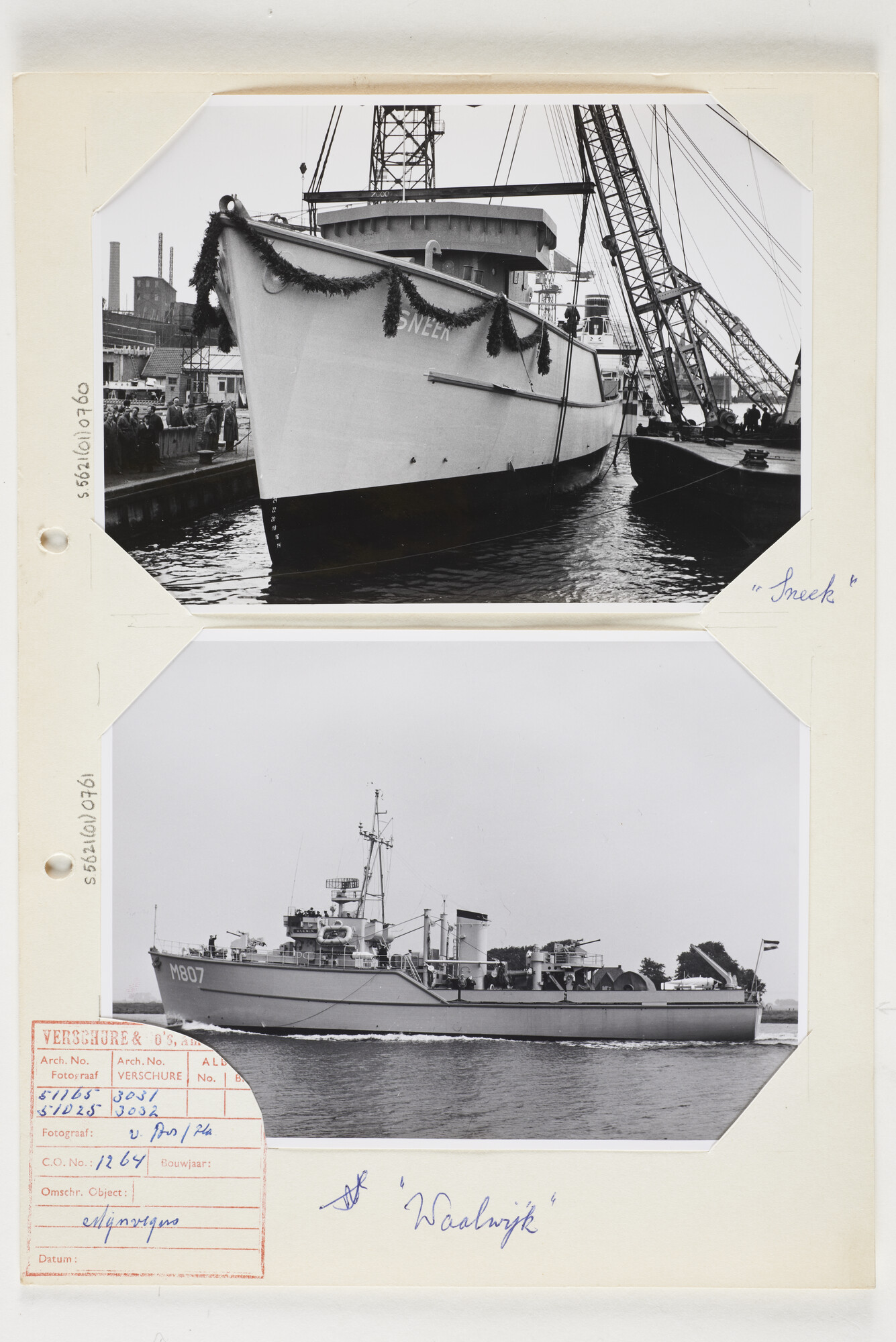 S.5621(01)0760; Foto van mijnenveger M824 (Sneek); foto