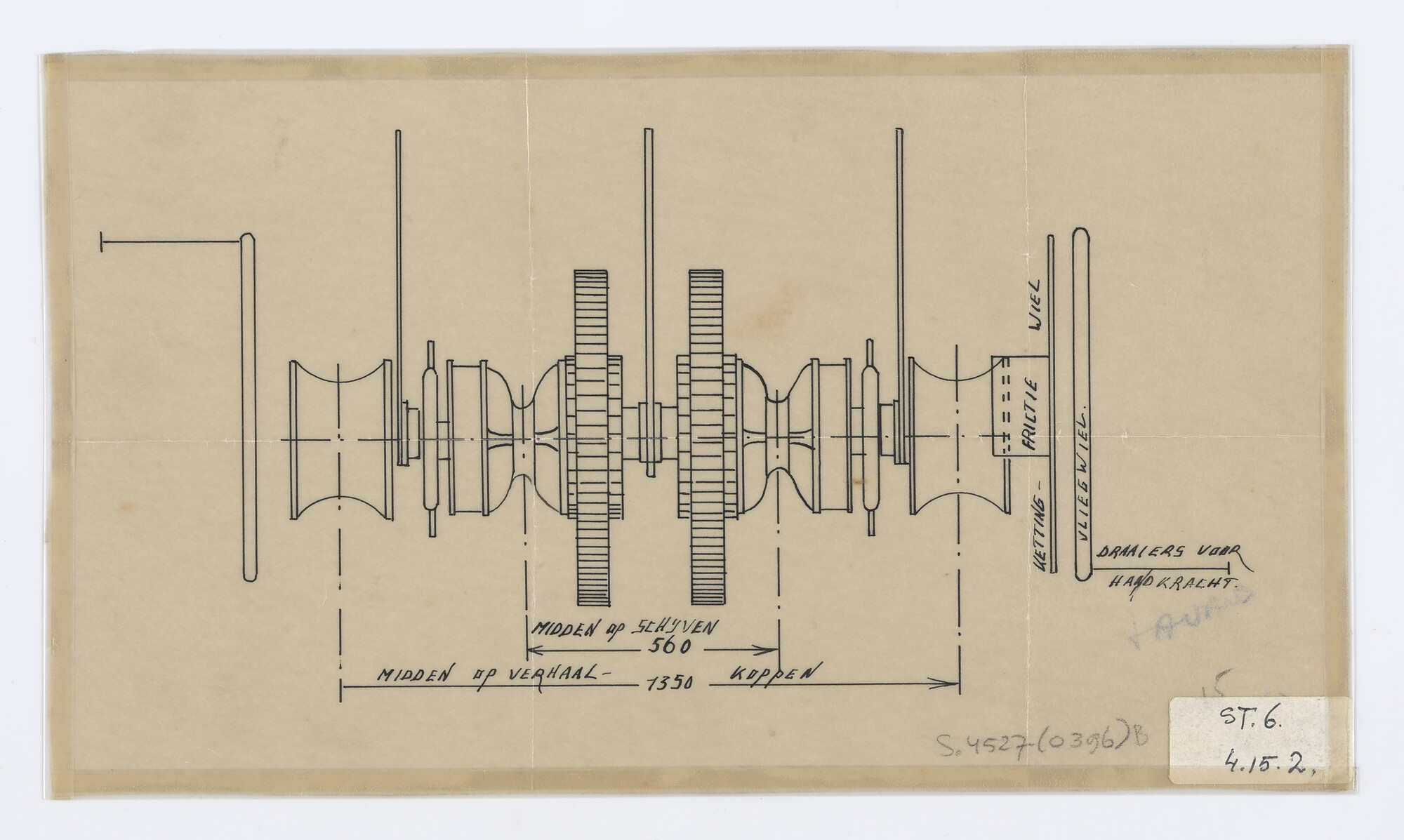 S.4827(0396)b; Ankerlier voor de coaster ms. Taurus; technische tekening