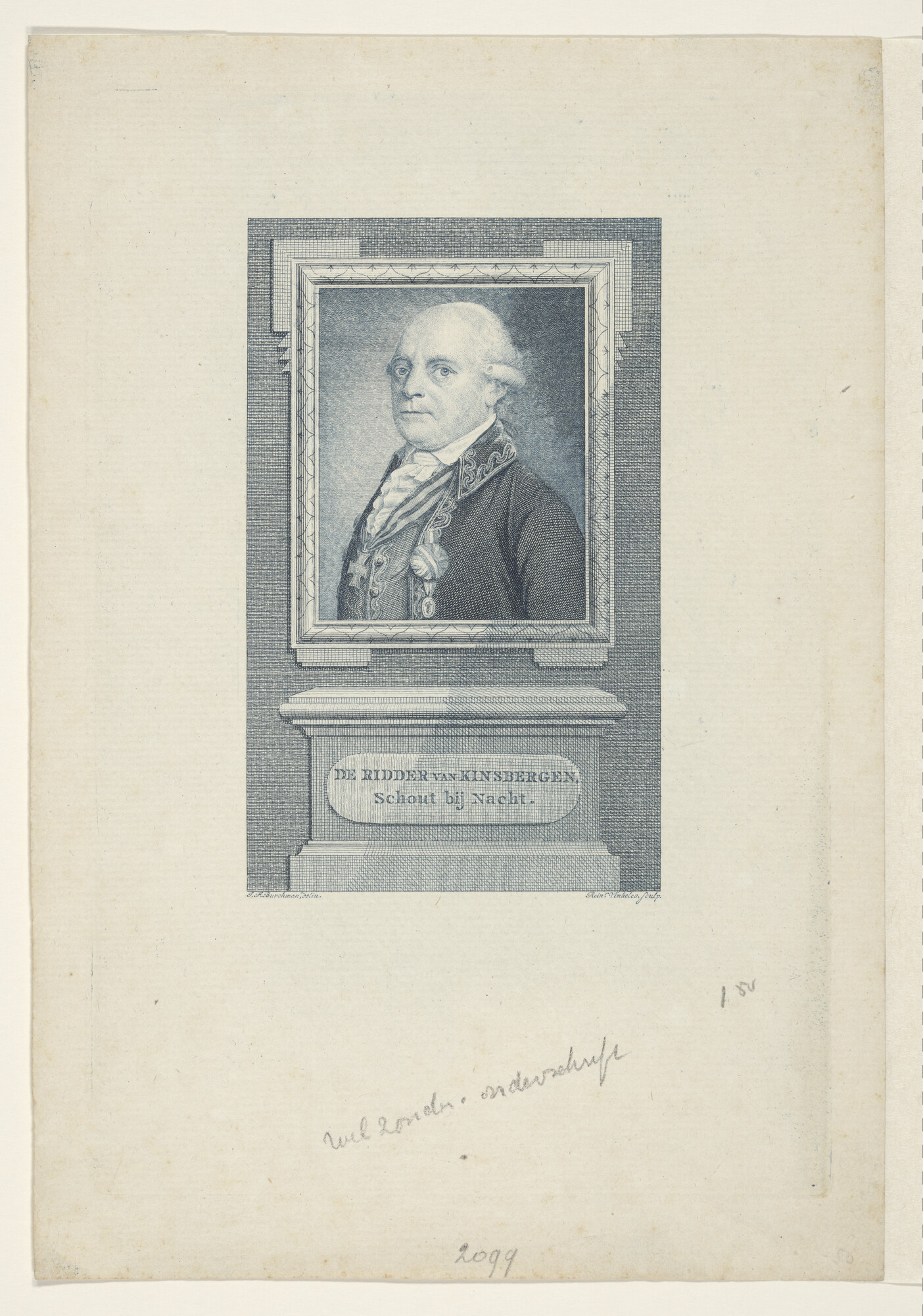 A.3059(12); Portret van schout-bij-nacht Jan Hendrik Ridder van Kinsbergen; prent