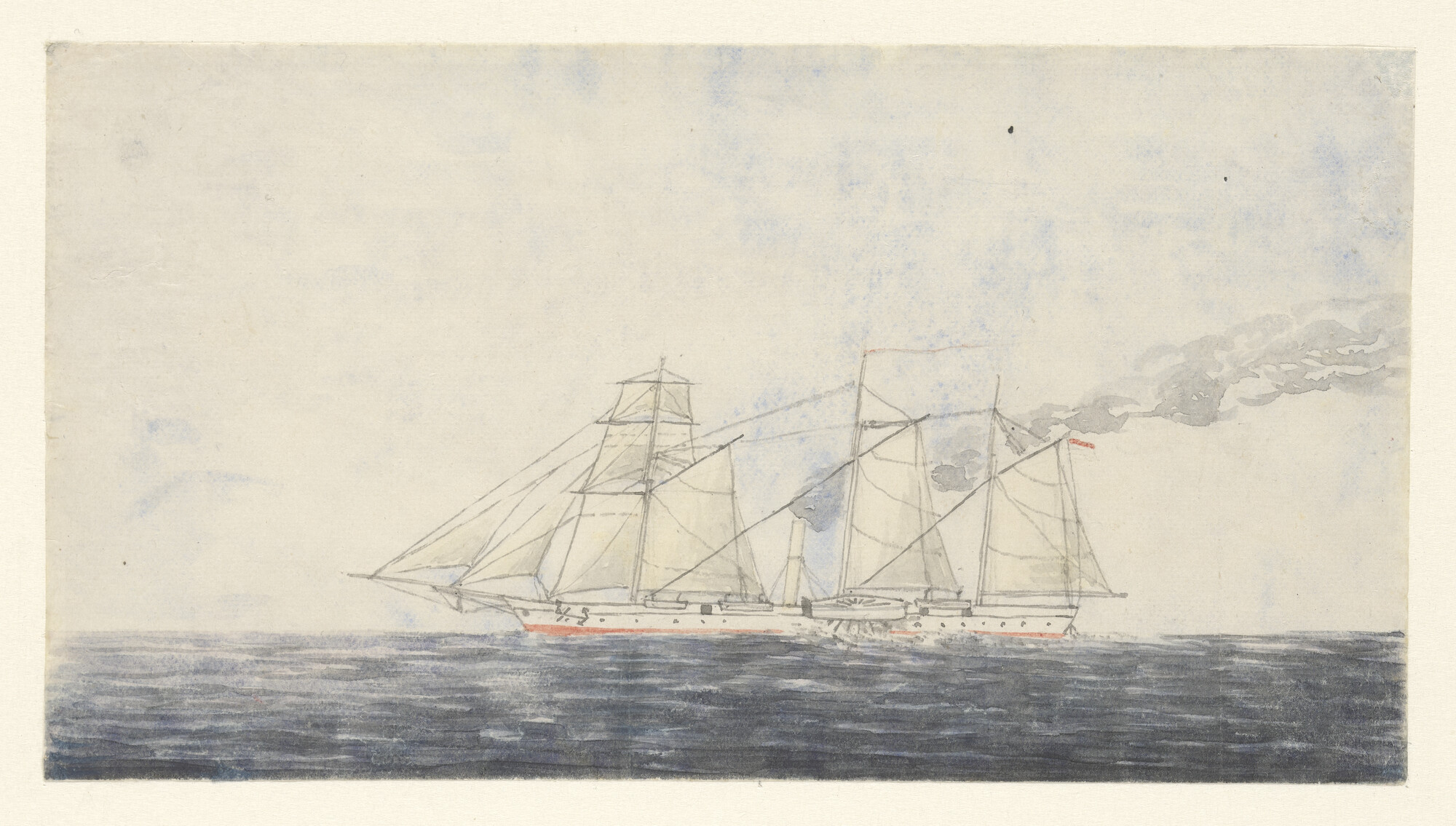 S.1000(04) [nr 0013]; Het raderstoomschip Zr.Ms. 'Sumatra'; tekening