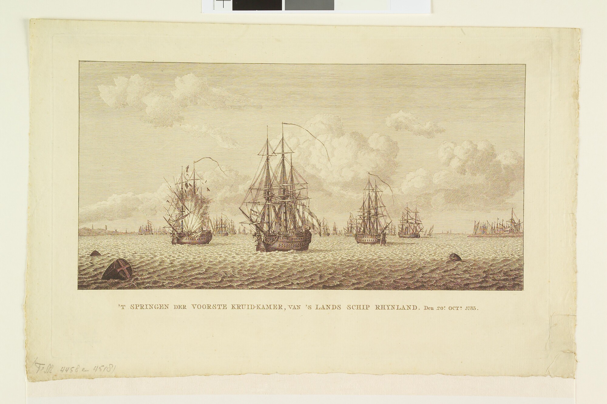 A.0149(0677); Ontploffing van het oorlogsschip 'Rhijnland', 1783; prent