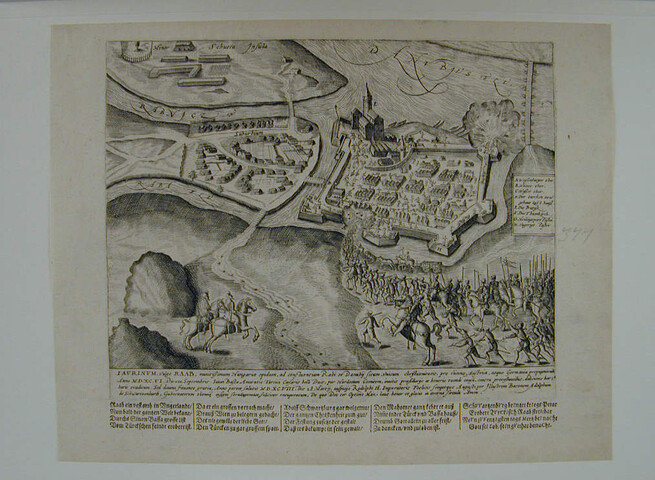 A.0145(027)325; Herovering van Raab aan de Donau in Hongarije door Schwarzenberg, 28 maart 1598; prent