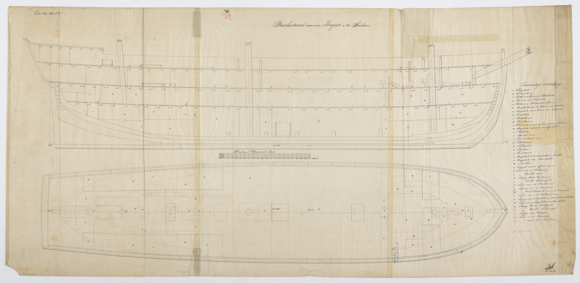 S.1214(0168); Indelingsplan van het fregat Zr.Ms.  'Doggersbank'; technische tekening