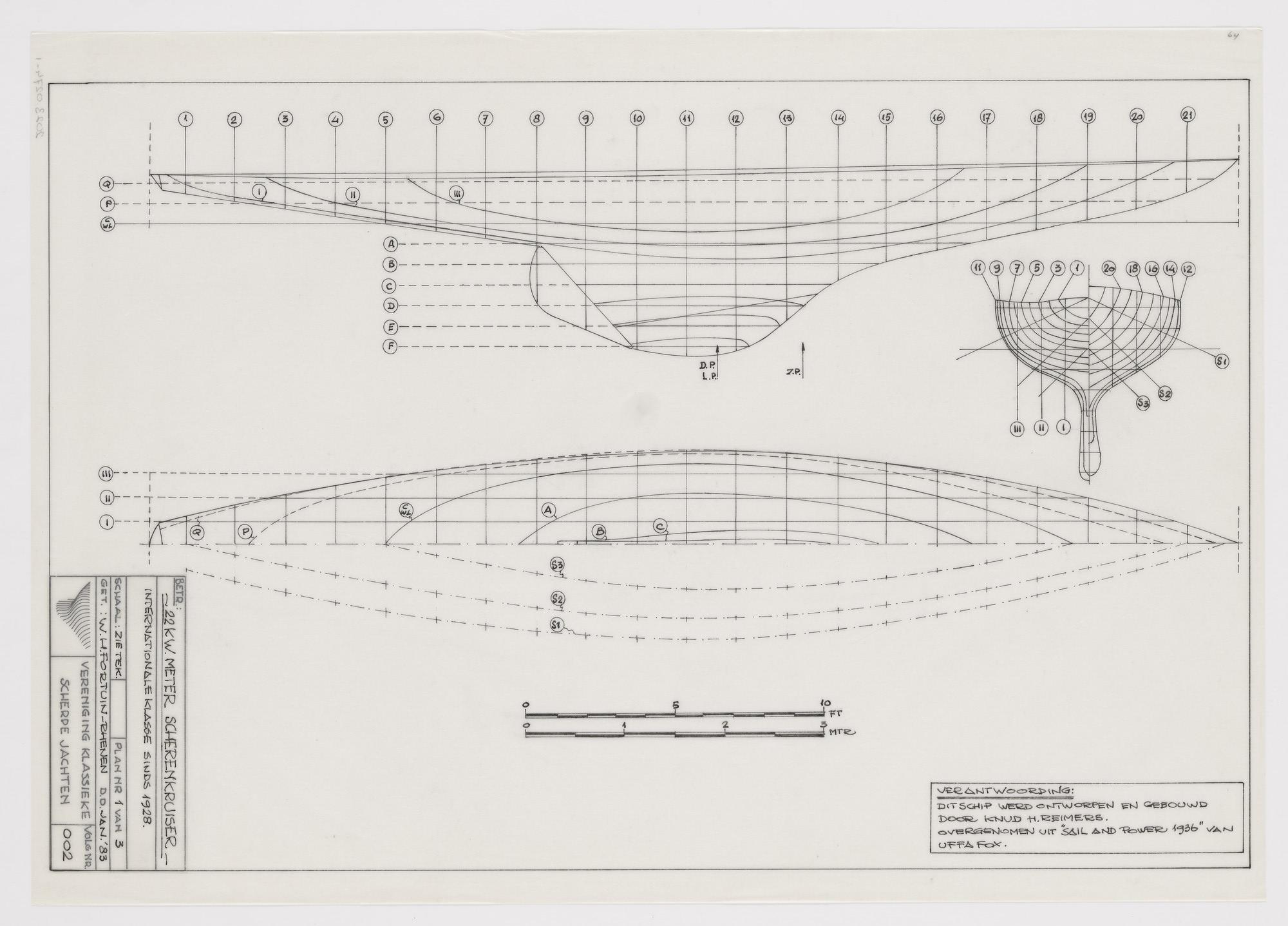 2023.0274-1; Technische tekening van een 22 m2 klasse scherenkruiser; technische tekening