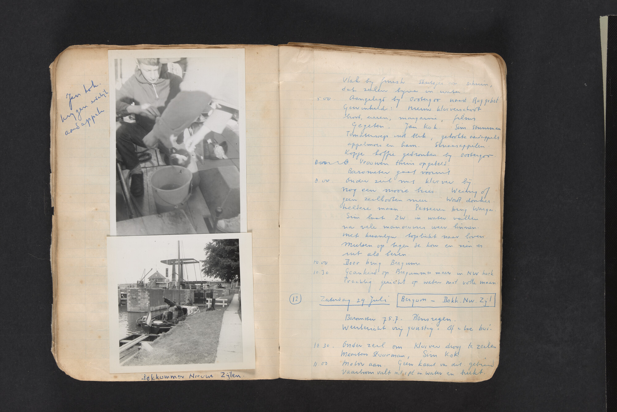 2017.0794; Logboek c.q. fotoalbum van reizen met zeeschouw Grutto in Nederland, 1961-1962; logboek