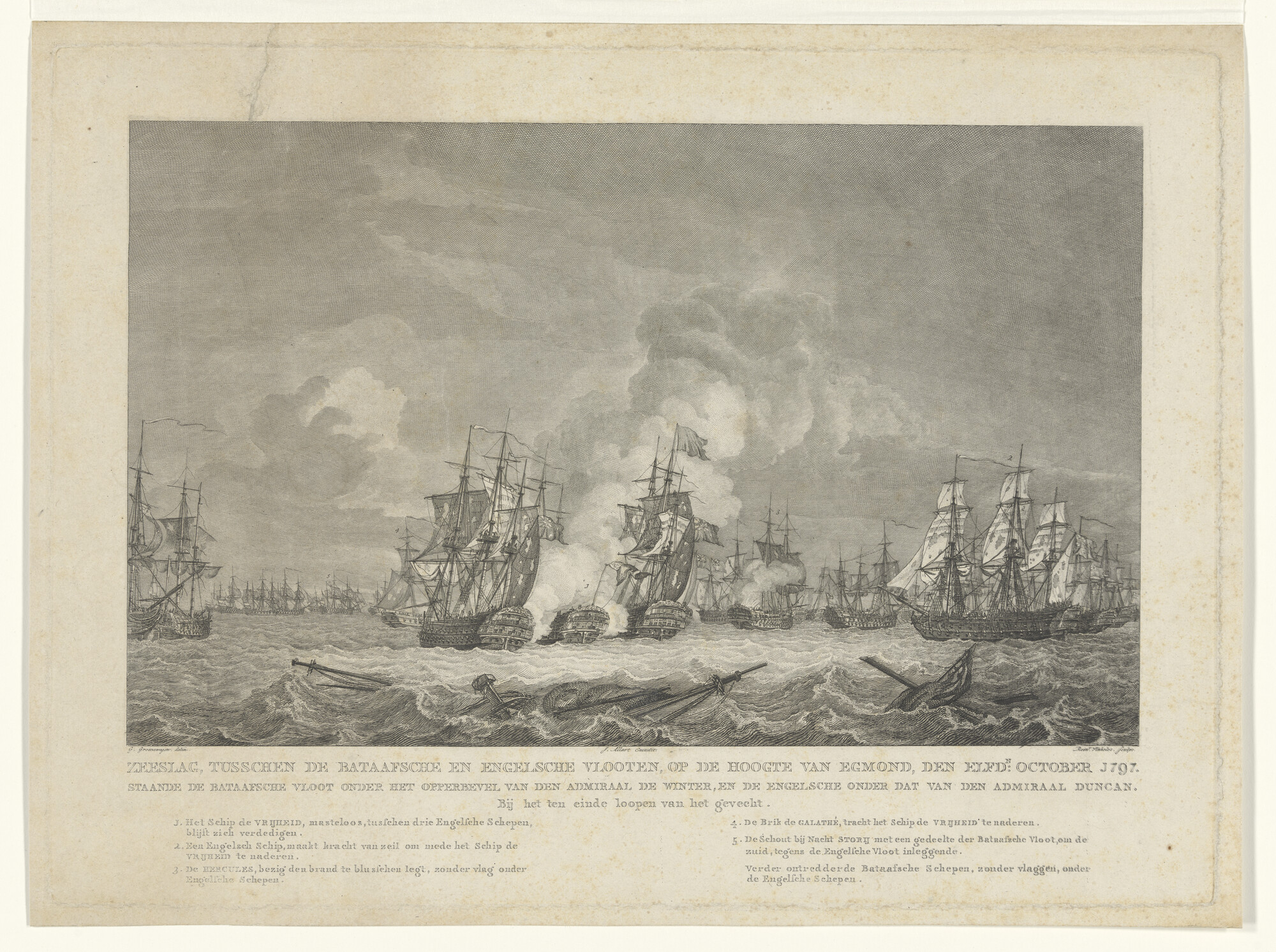 A.0303(04)3; De zeeslag bij Kamperduin, 11 oktober 1797; prent