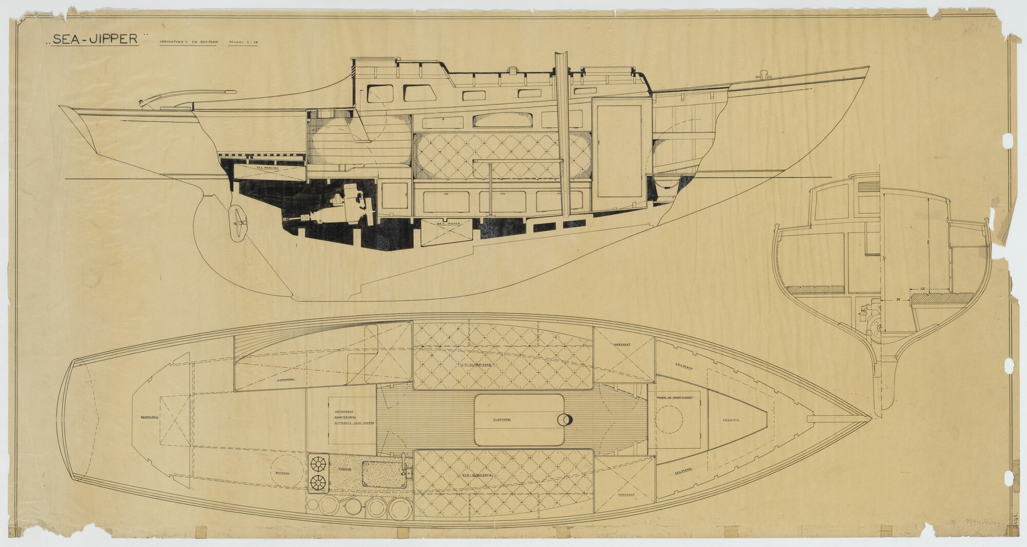 1994.4807; Inrichtings- en dekplan Seajipper; technische tekening