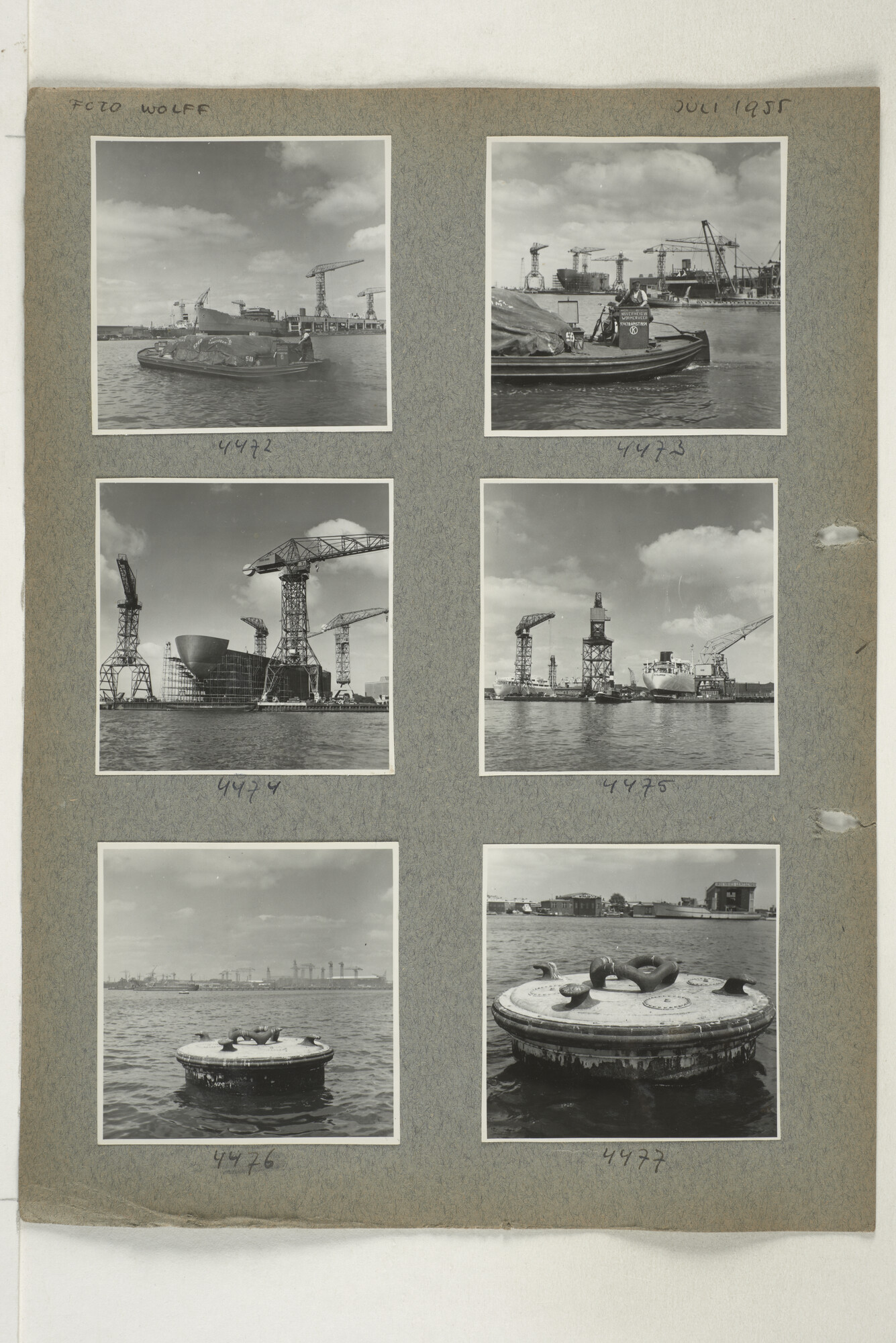 1998.2183; Omslag (voorheen ordner) met een grote hoeveelheid proef foto's van de haven en de stad van Amsterdam; omslag