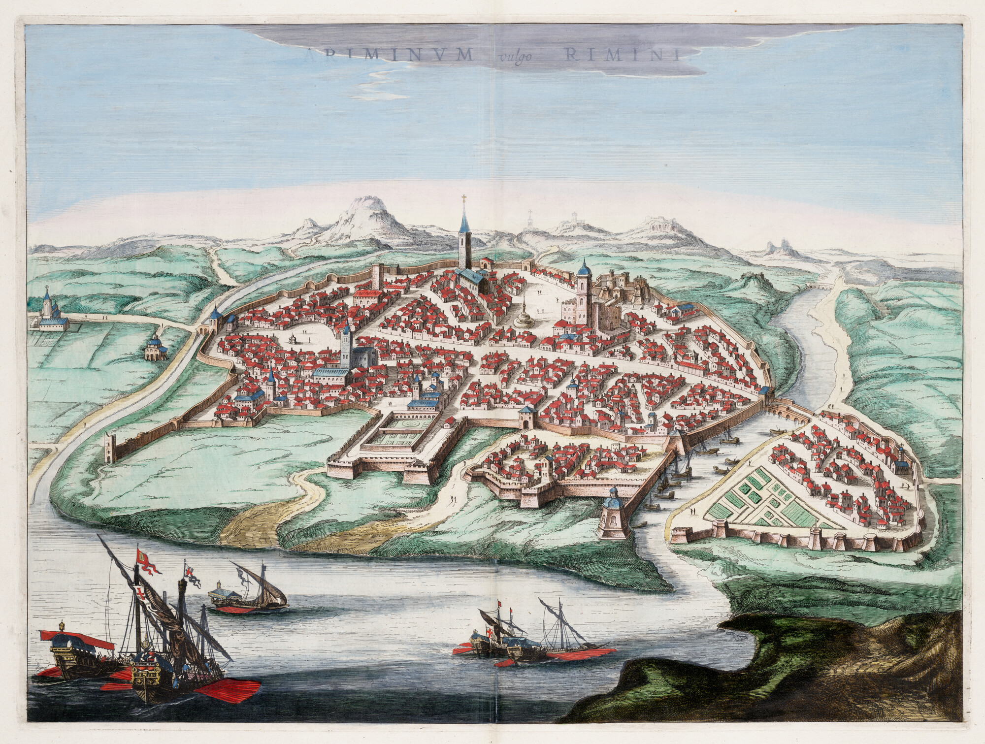 S.1034(10) [kaart 007]; Gezicht op Rimini; prent