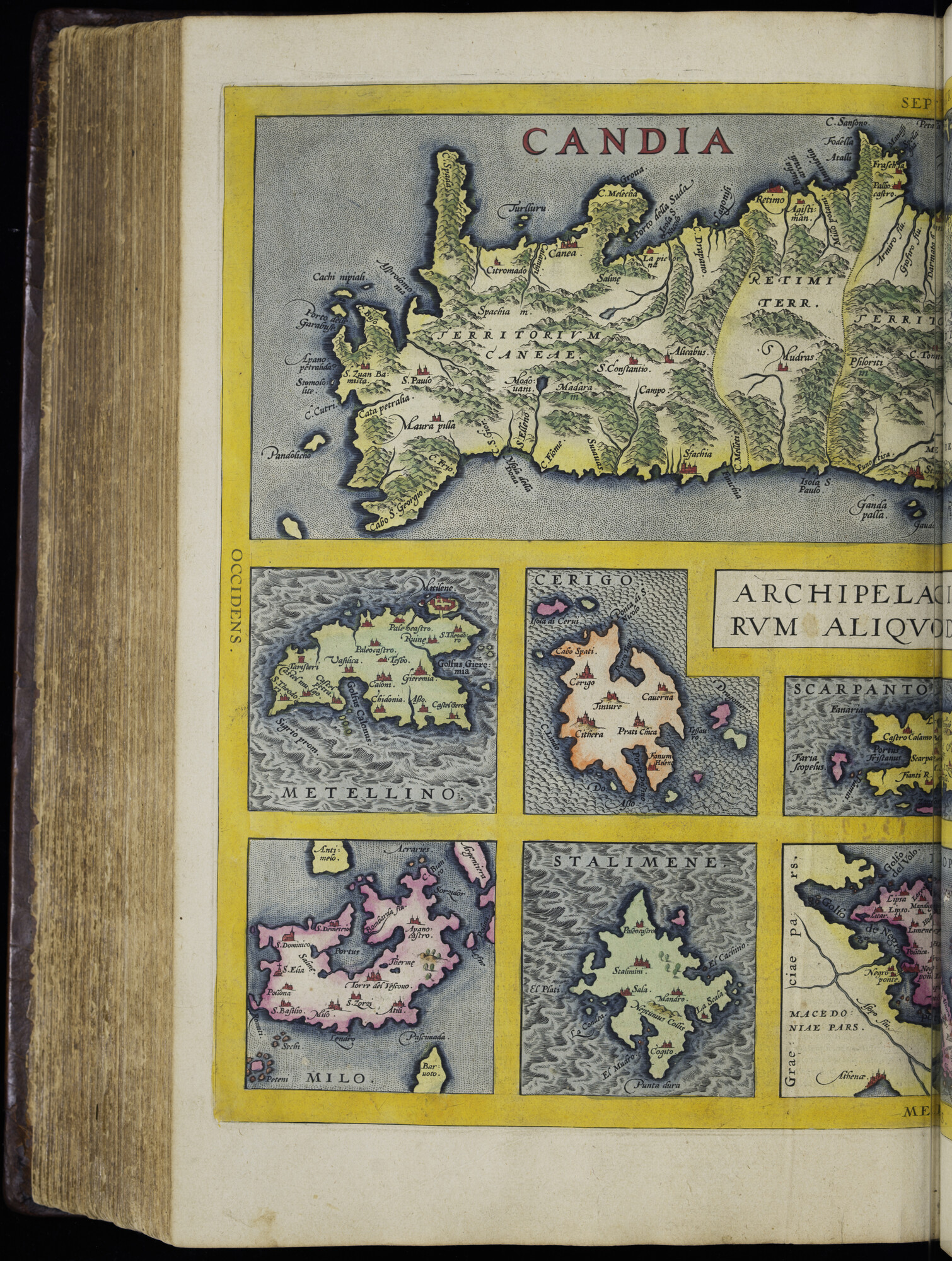 A.0145(232) [kaart 098]; Kaart van Kreta, Lesbos, Kythira, Karpathos, Cyprus, Thera, Scio, Rhodos, schiereiland bij Athene, Limnos en Milos; kaart