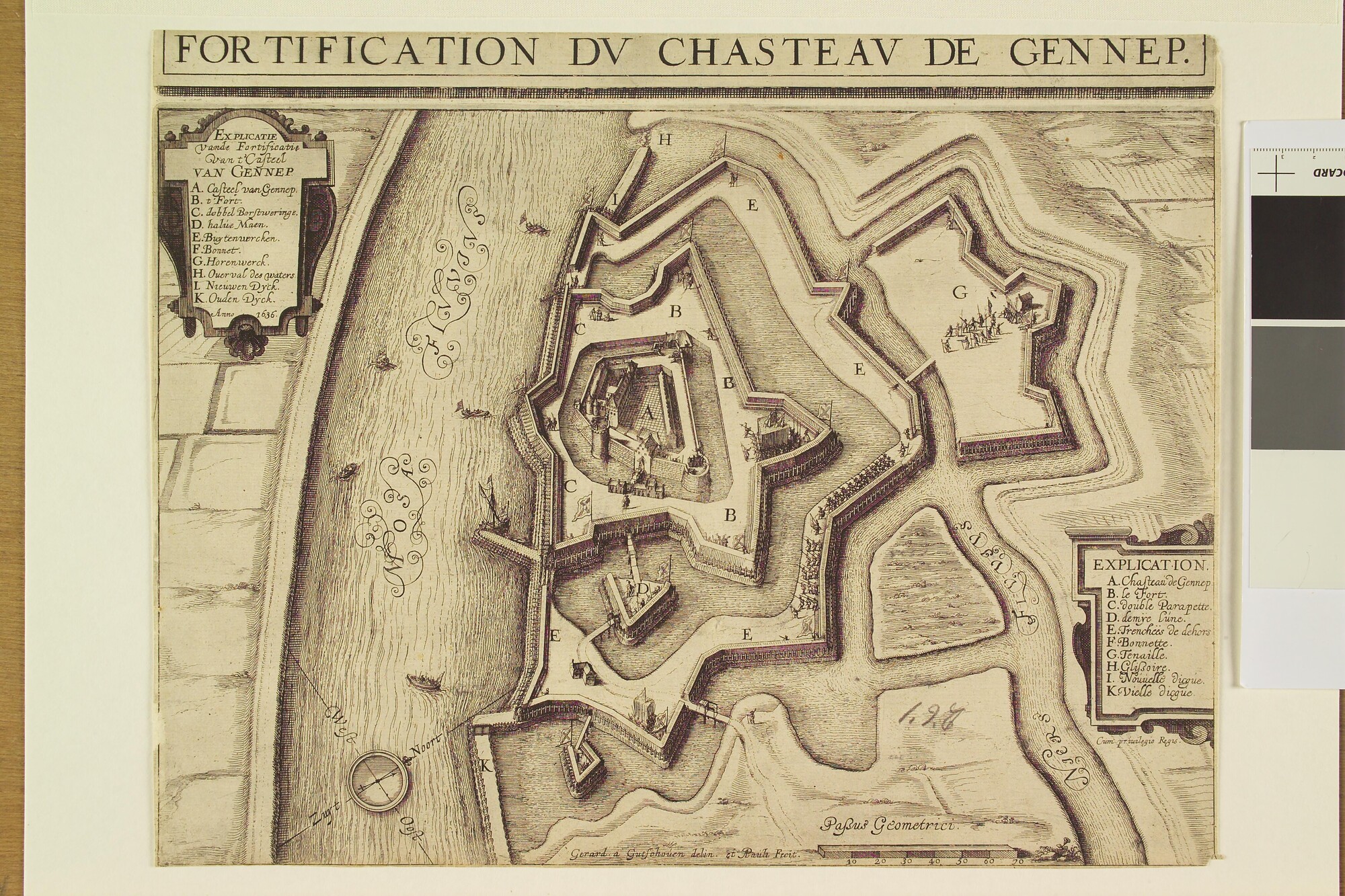 A.0145(027)430; Fortificatie van Gennep aan de Maas, 1636; prent