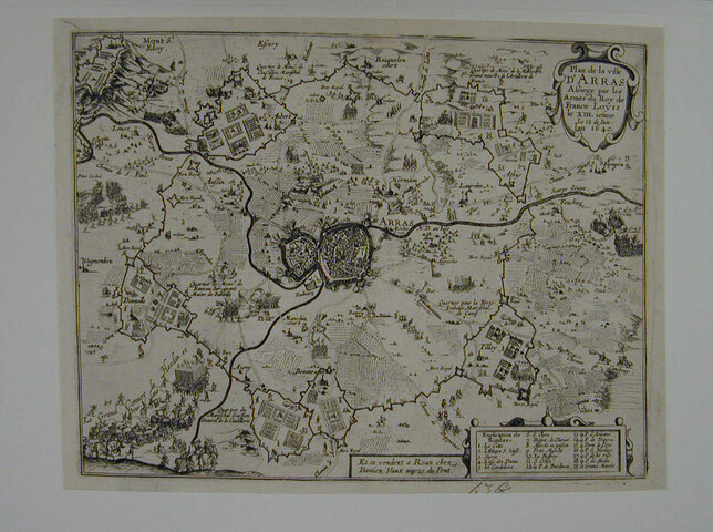 A.0145(027)402; 'Plan de la Ville d'Arras Assiege par les Armes du Roy de France.' Belegering van Arras (Atrecht) door de Fransen; prent